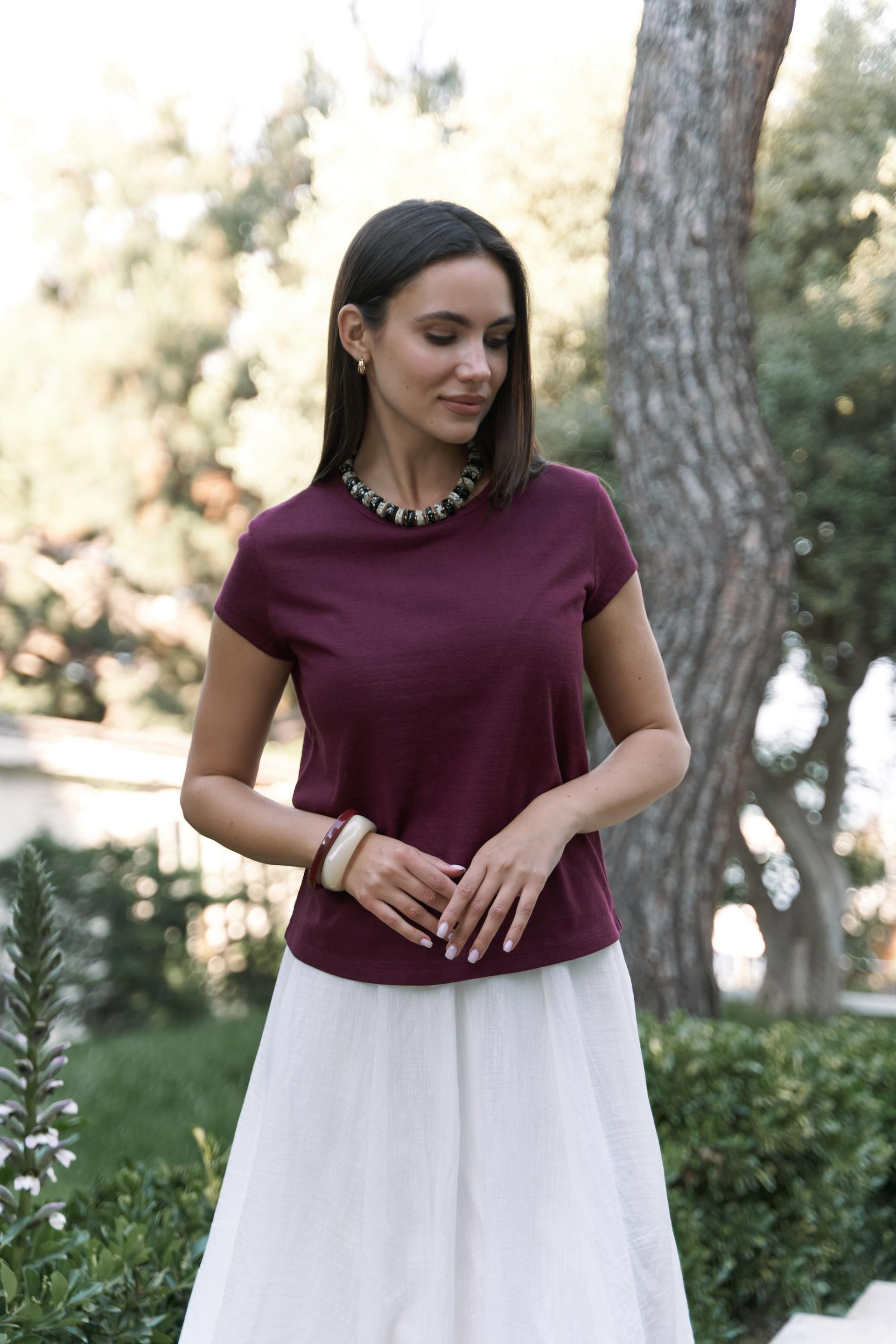 Suva Kısa Kol Bordo T-Shirt