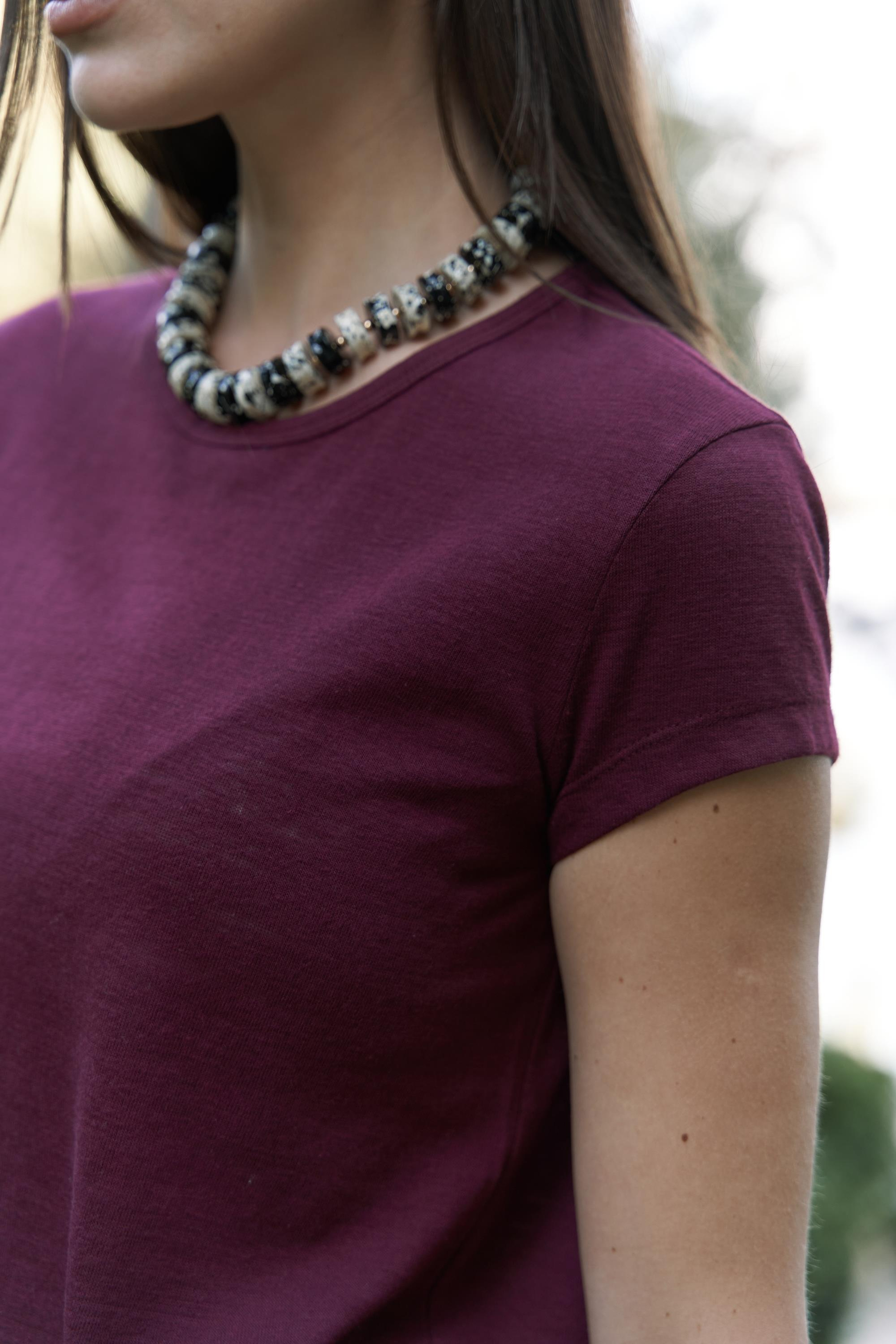 Suva Kısa Kol Bordo T-Shirt