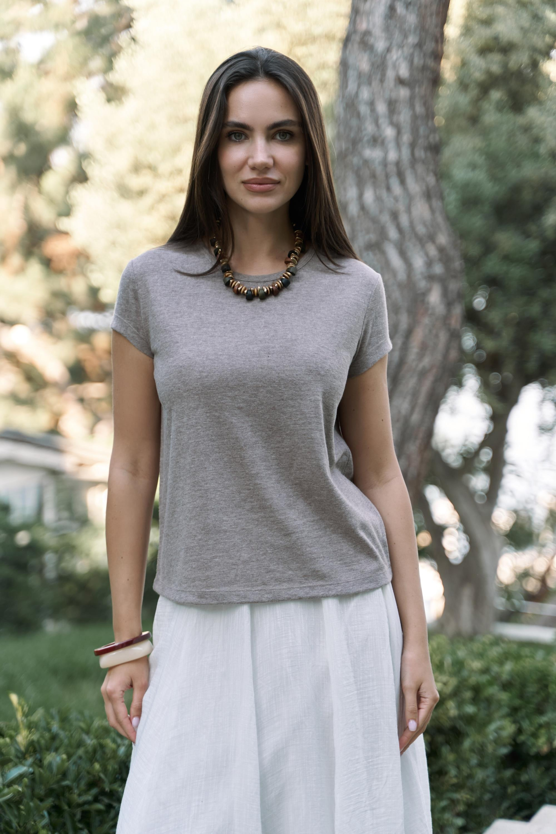 Suva Kısa Kol Vizon T-Shirt