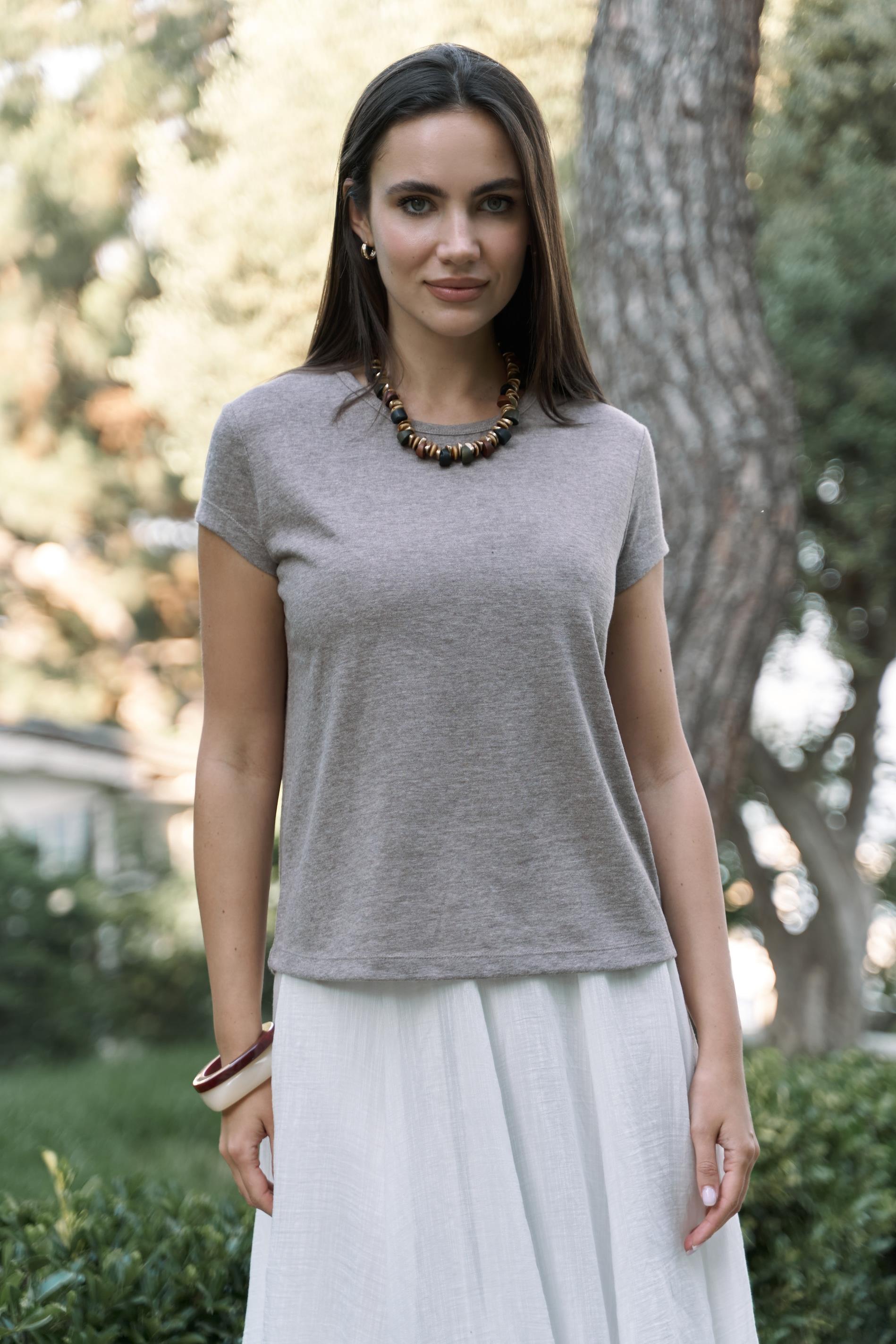 Suva Kısa Kol Vizon T-Shirt