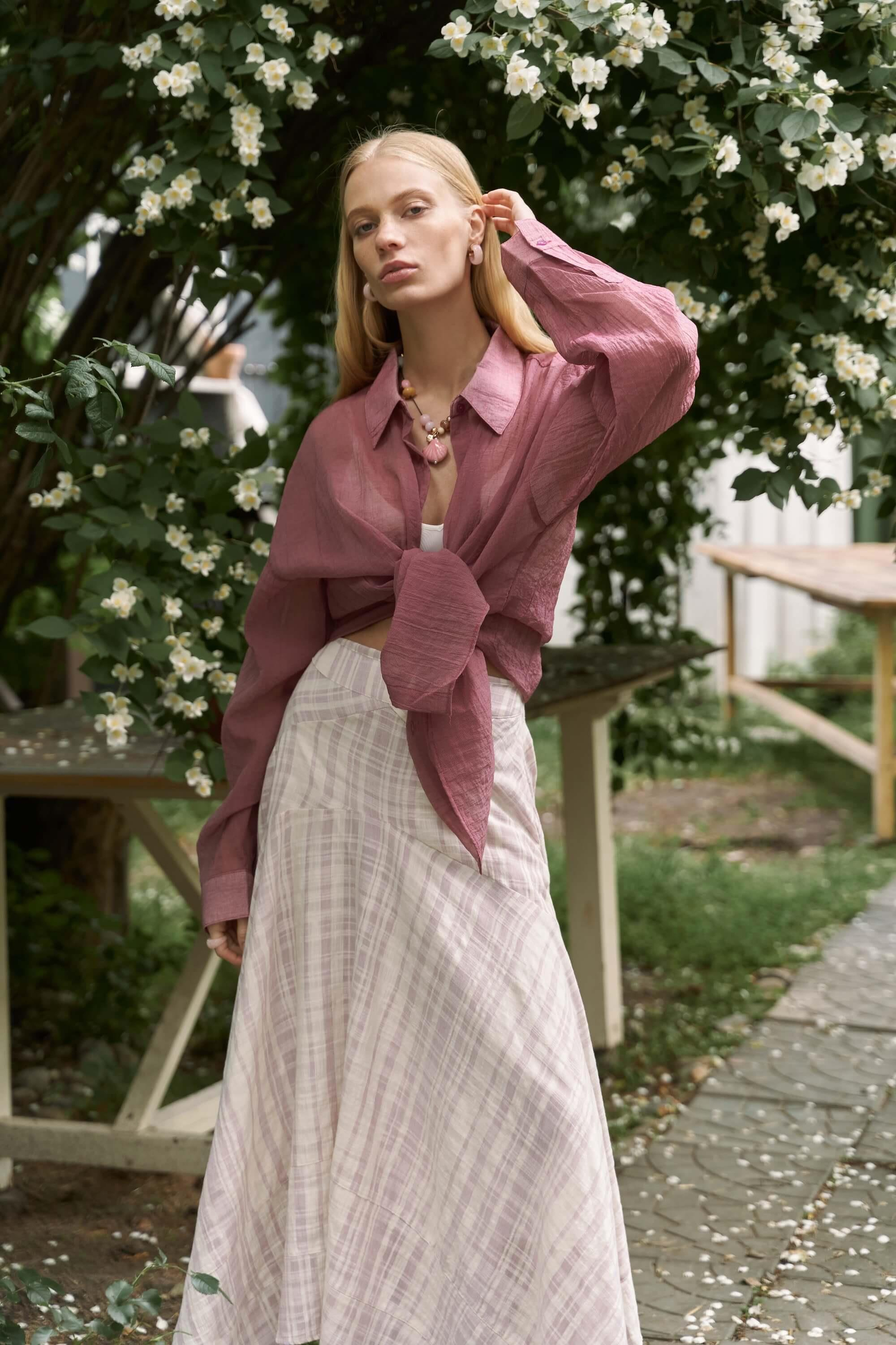 Syaritta Oversize Bordo Transparan Gömlek