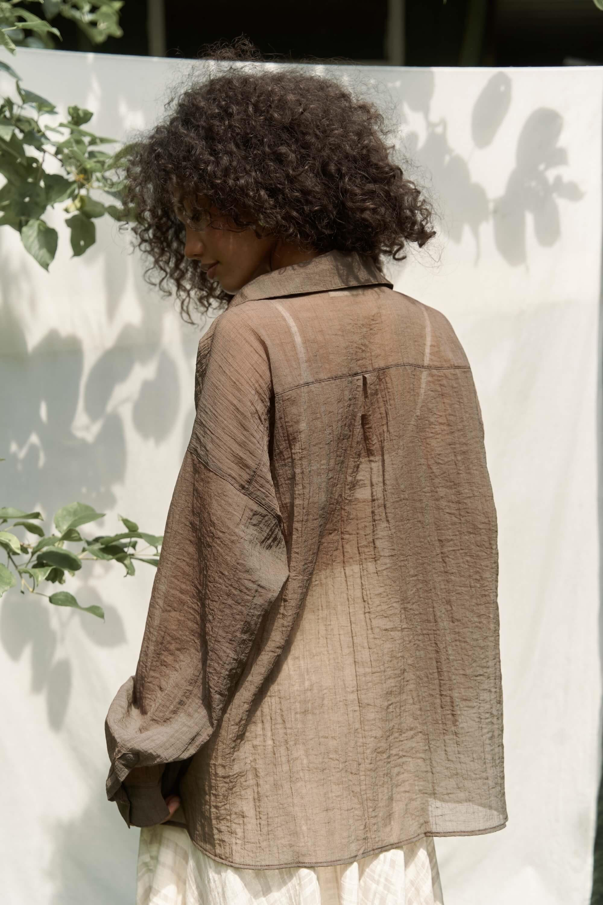 Syaritta Oversize Kahve Transparan Gömlek