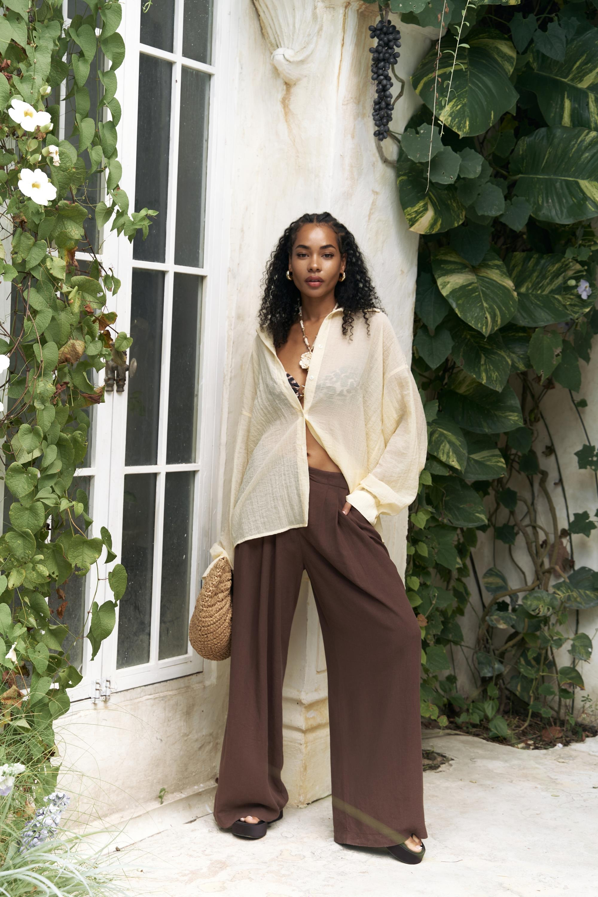 Syaritta Oversize Sarı Transparan Gömlek 