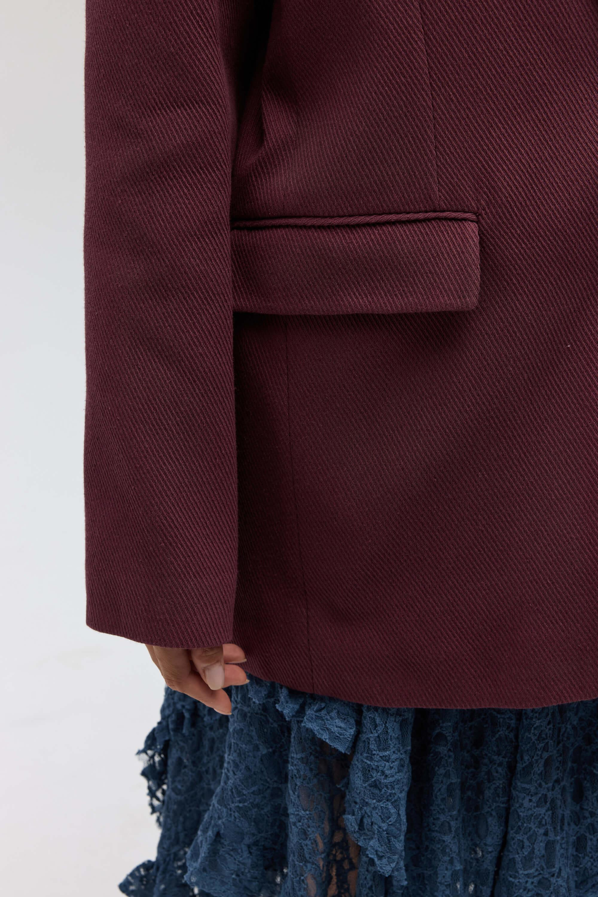 Symi Wide Fit Basic Burgundy Blazer