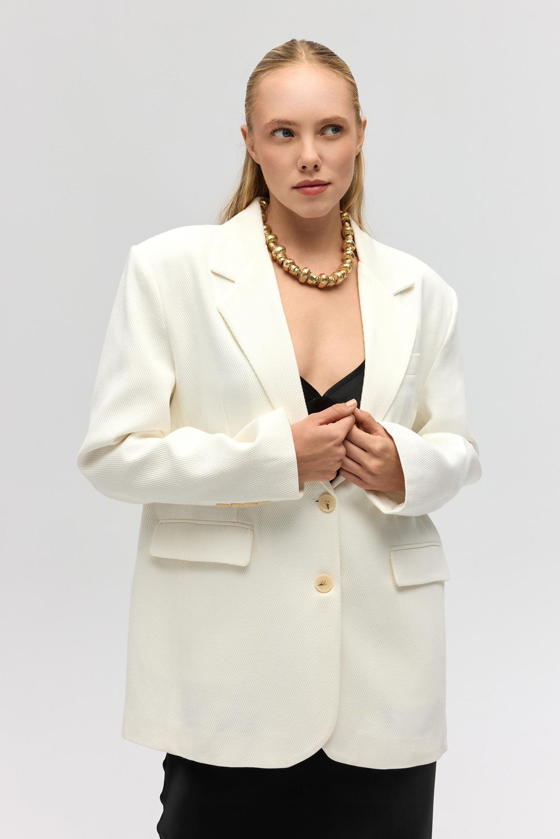 Symi Wide Fit Basic Ecru Blazer