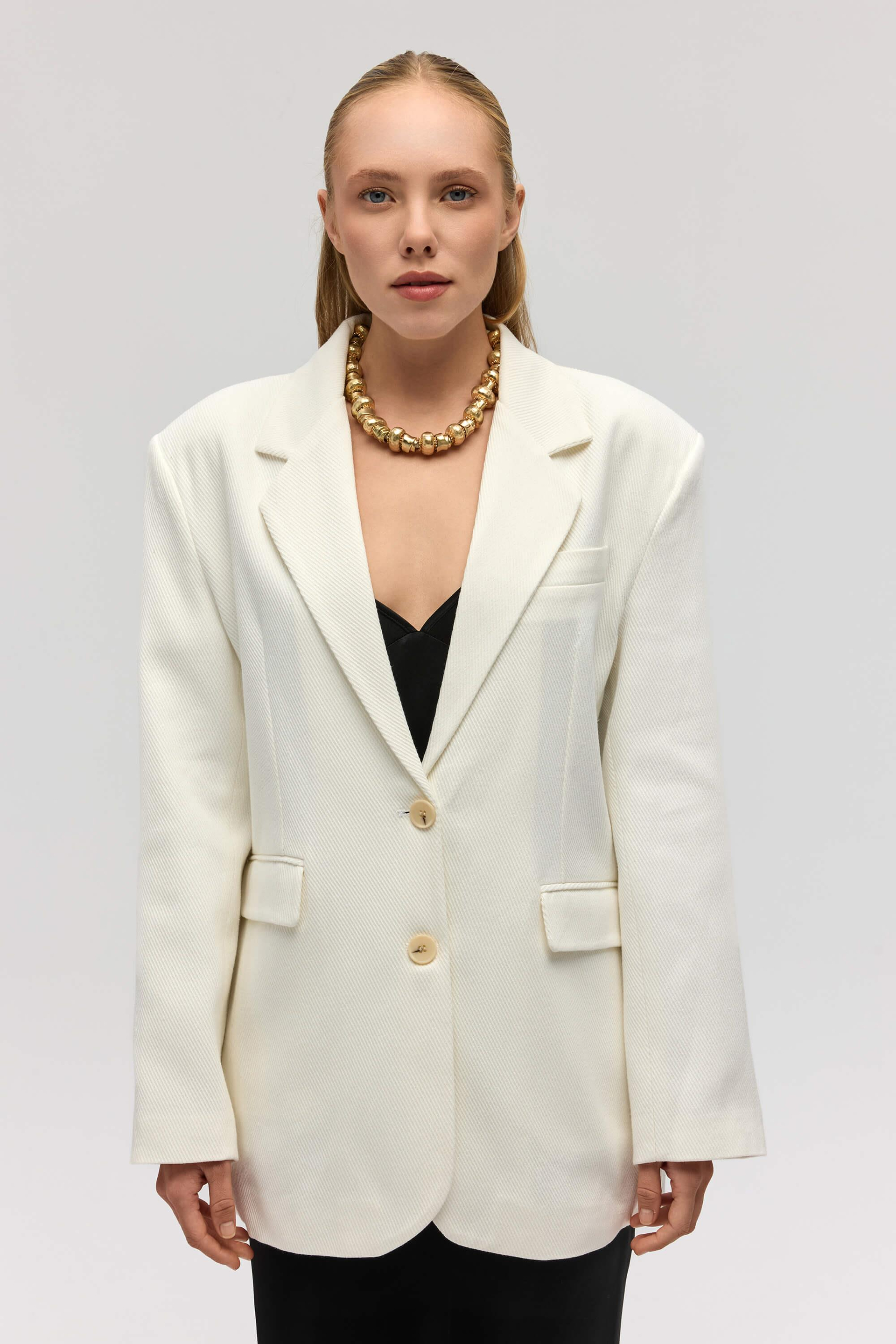 Symi Wide Fit Basic Ecru Blazer