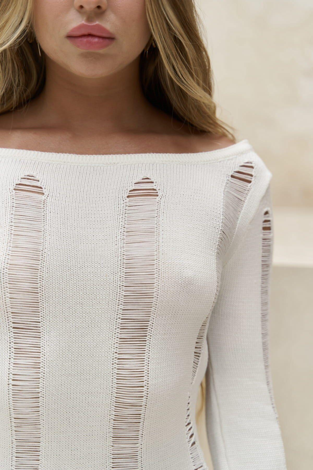 Bohemai Tatum White Knitwear Dress