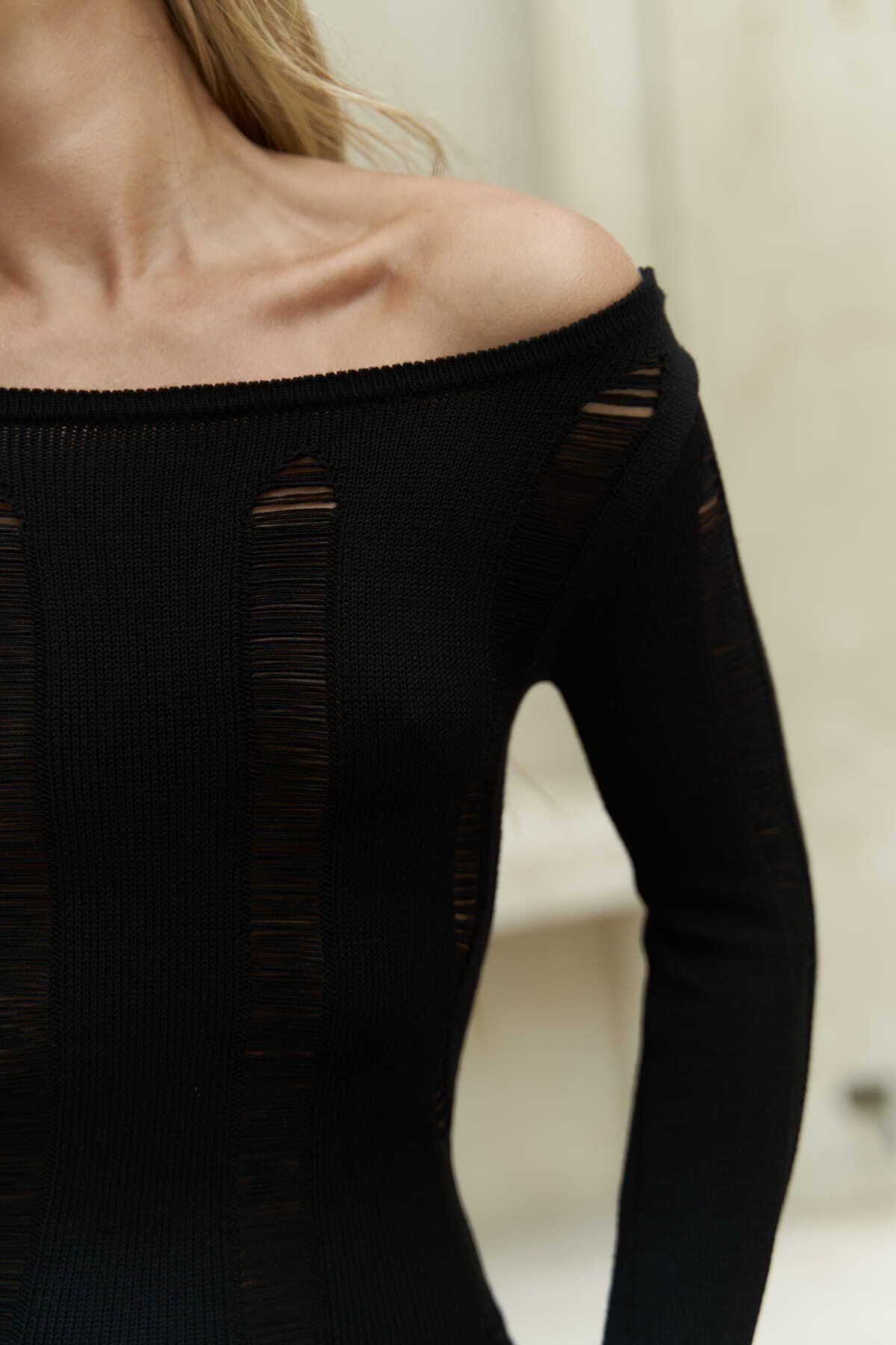 Tatum Siyah Ajur Elbise