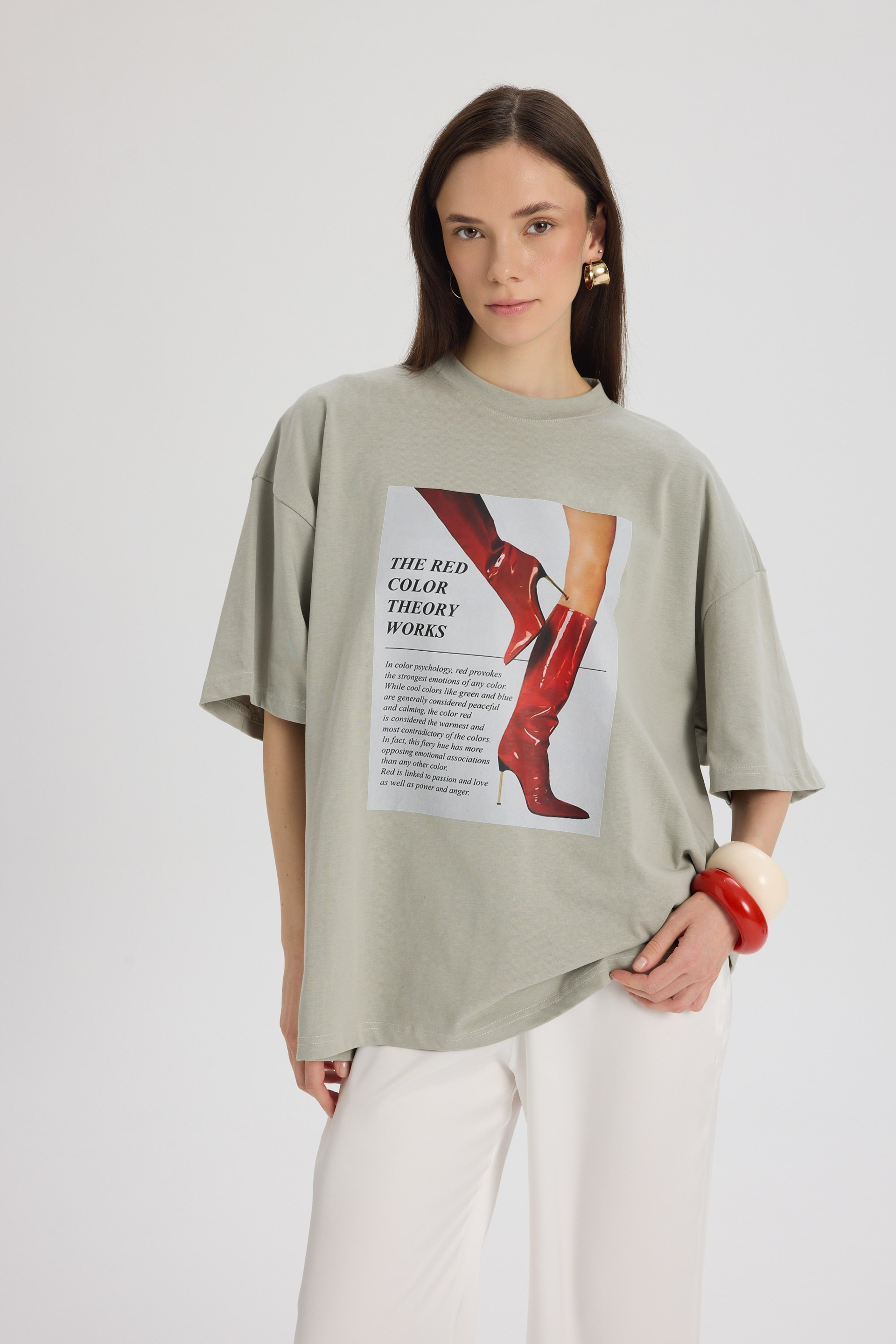 Theory Oversize Gri T-Shirt