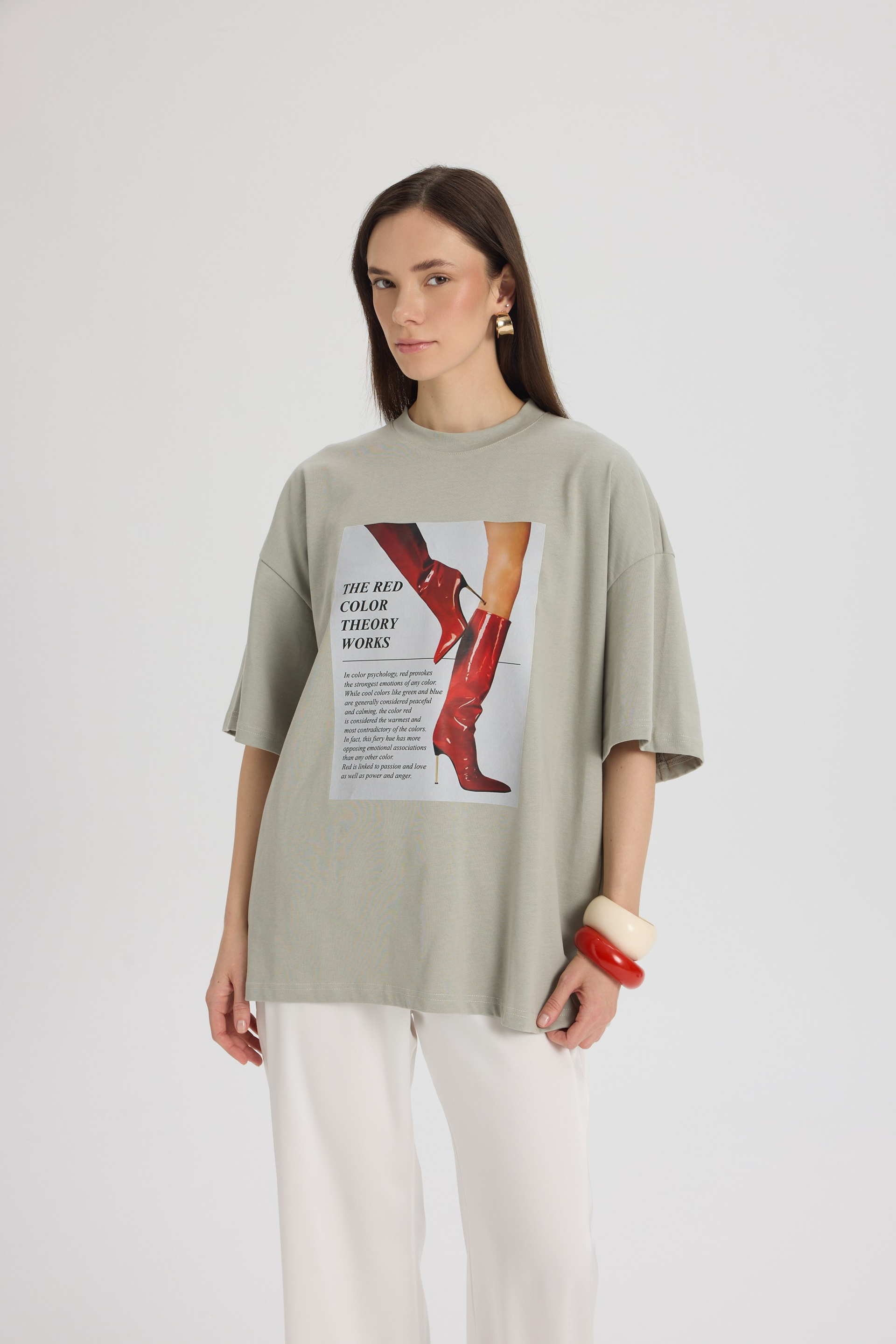 Theory Oversize Gri T-Shirt