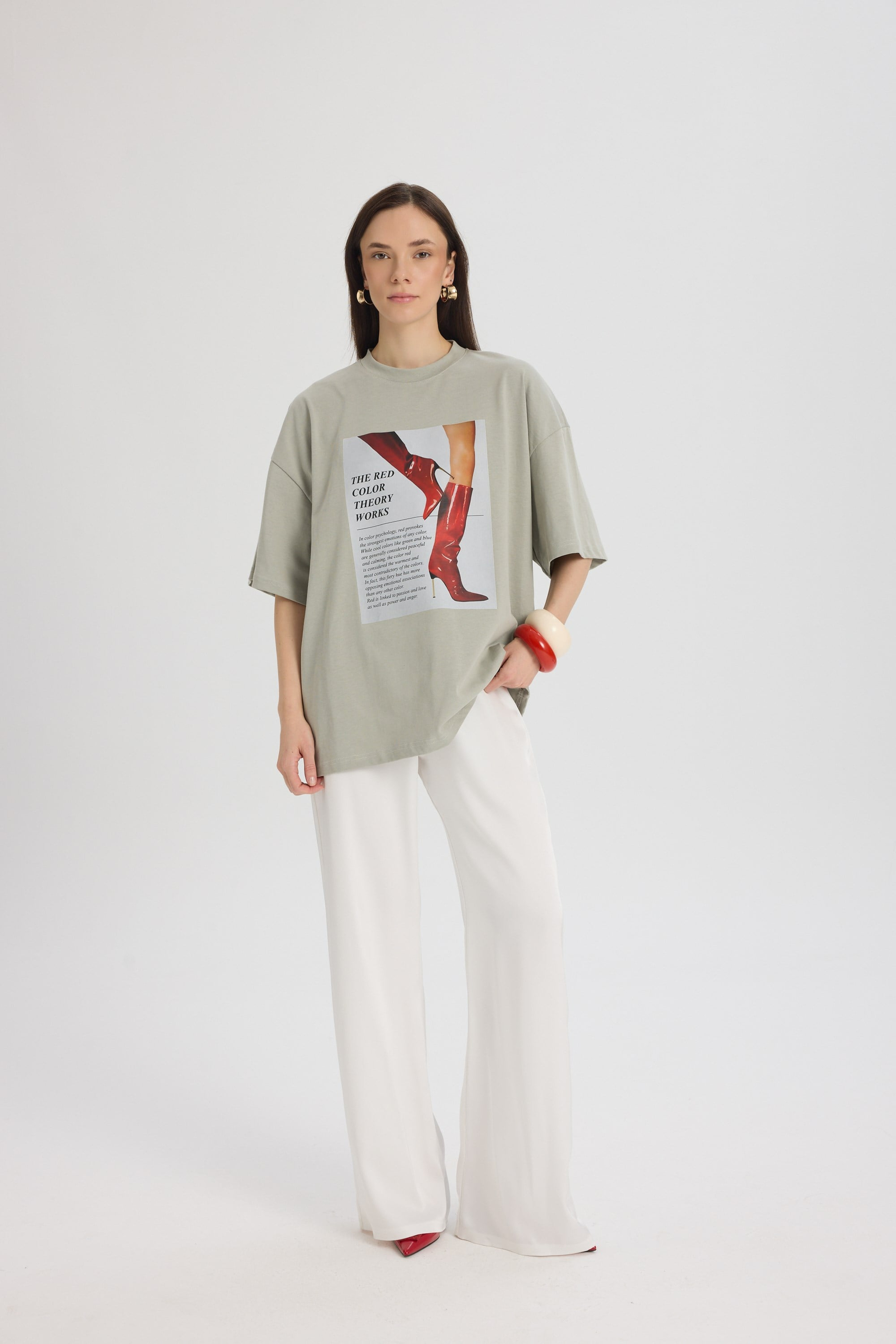 Theory Oversize Gri T-Shirt