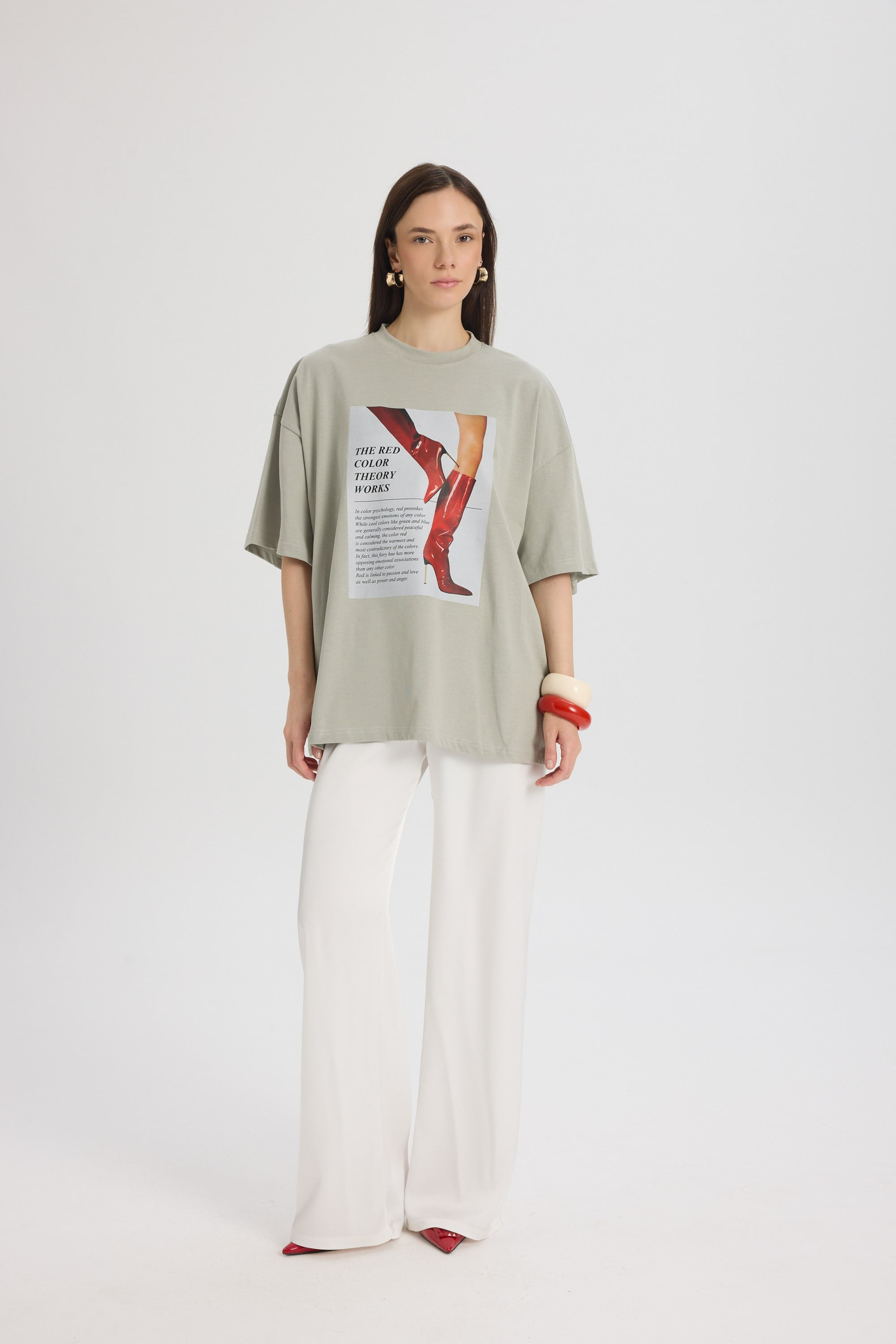 Theory Oversize Gri T-Shirt