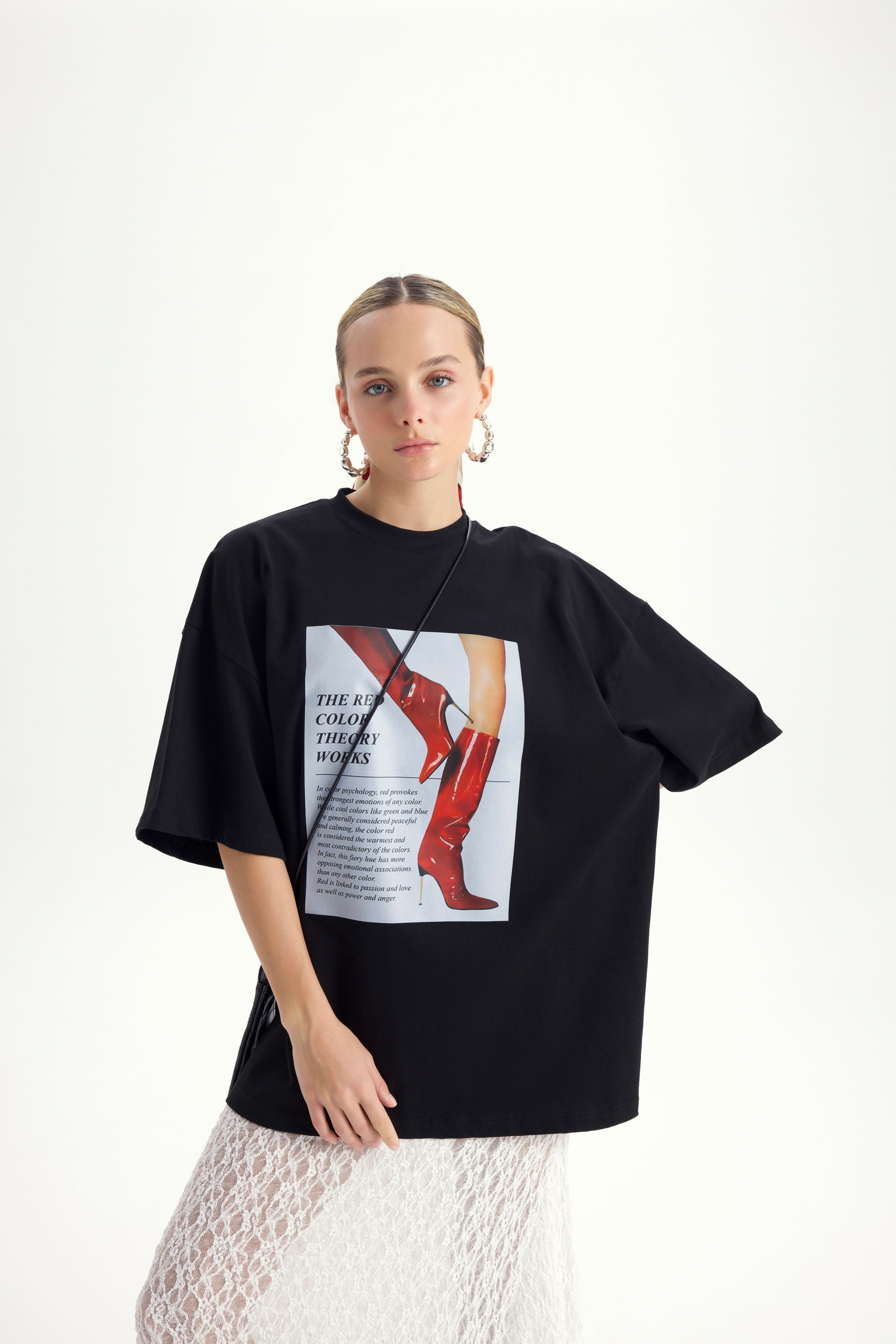 Theory Oversize Siyah T-Shirt