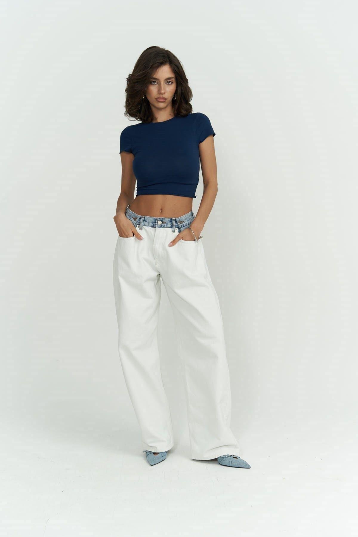 Toppin İndigo Penye Crop