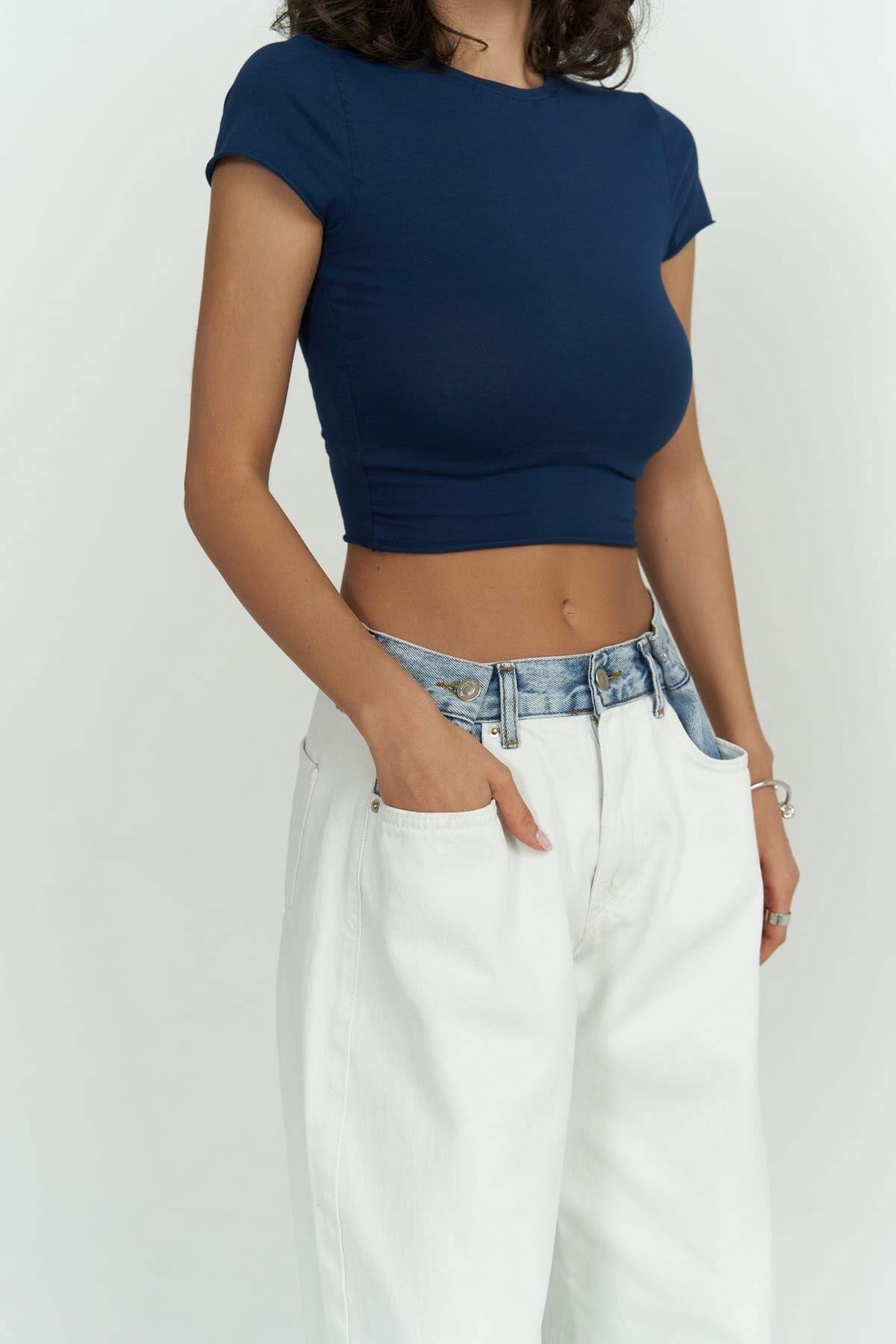Toppin İndigo Penye Crop