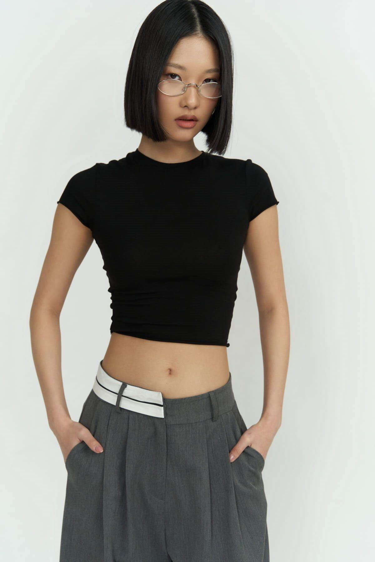 Toppin Siyah Penye Crop