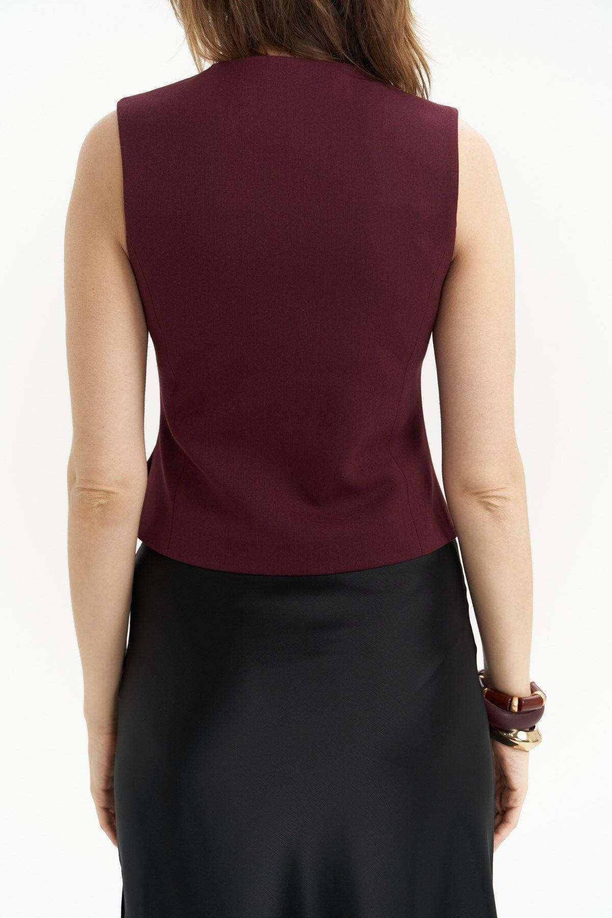 Trappe Burgundy Asymmetric Vest