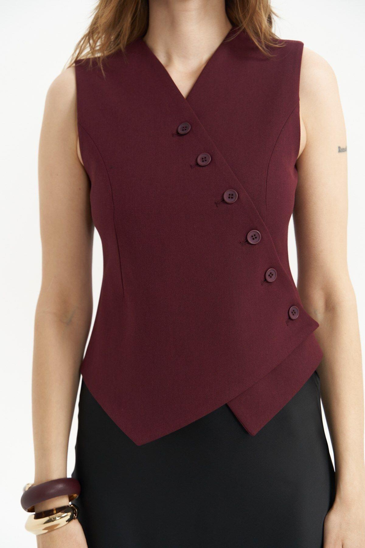 Trappe Burgundy Asymmetric Vest