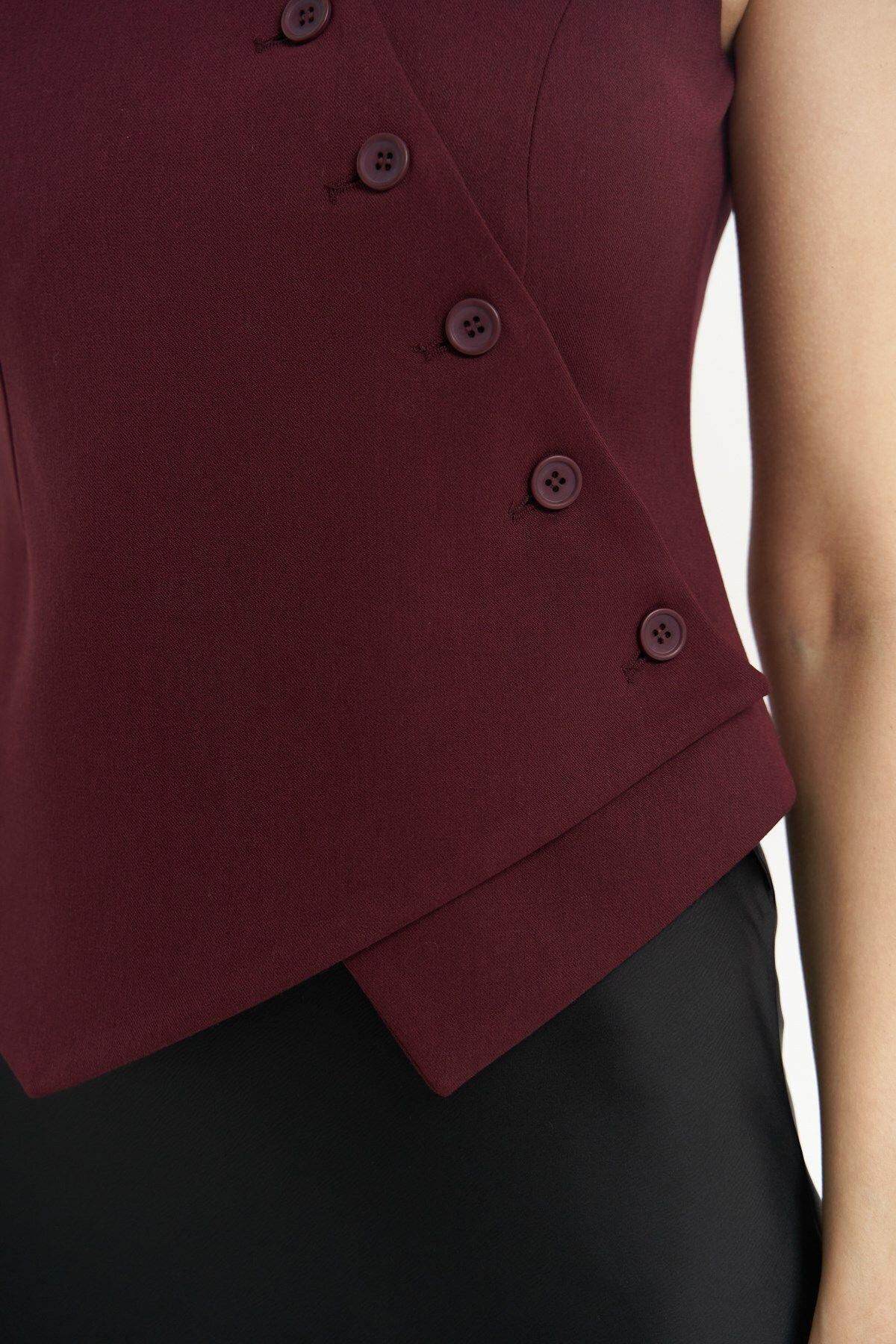 Trappe Burgundy Asymmetric Vest