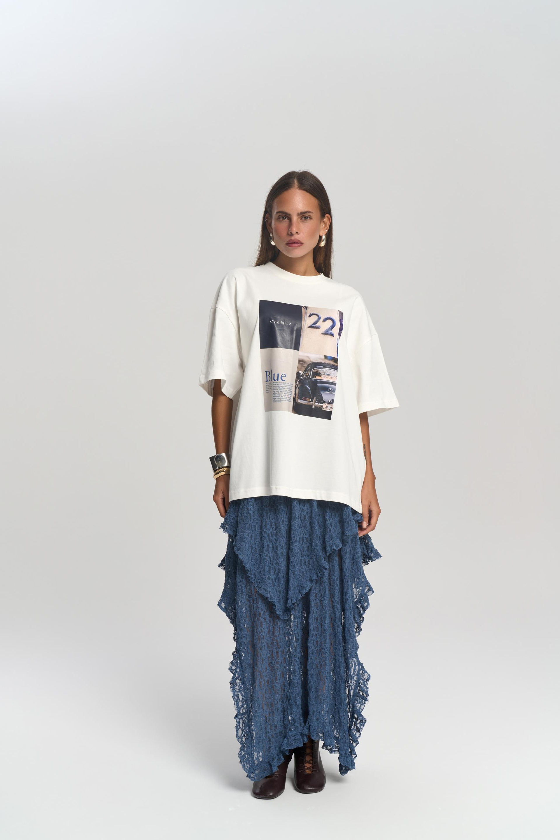 Twenty Two Oversize Beyaz T-Shirt