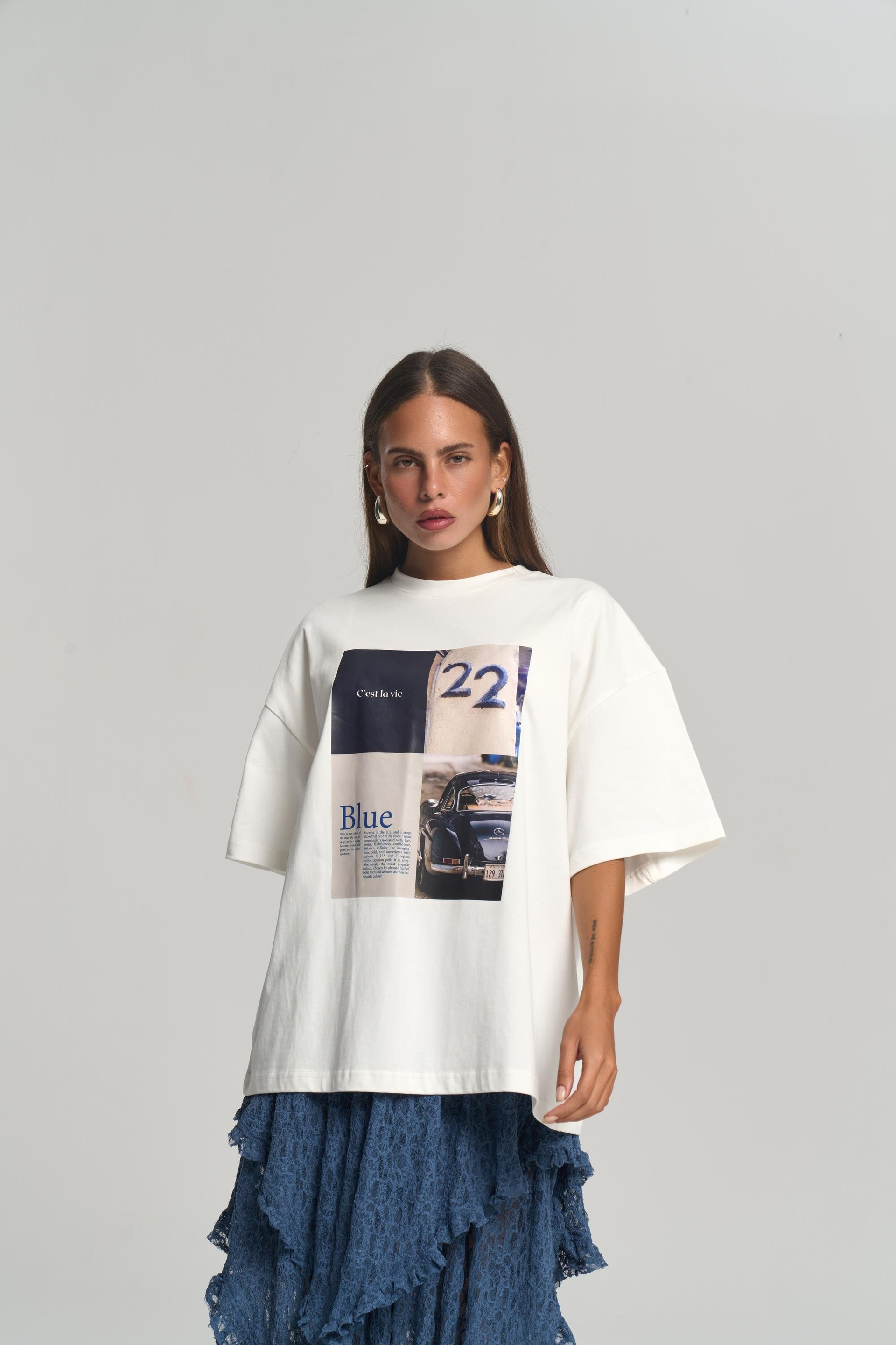 Twenty Two Oversize Beyaz T-Shirt