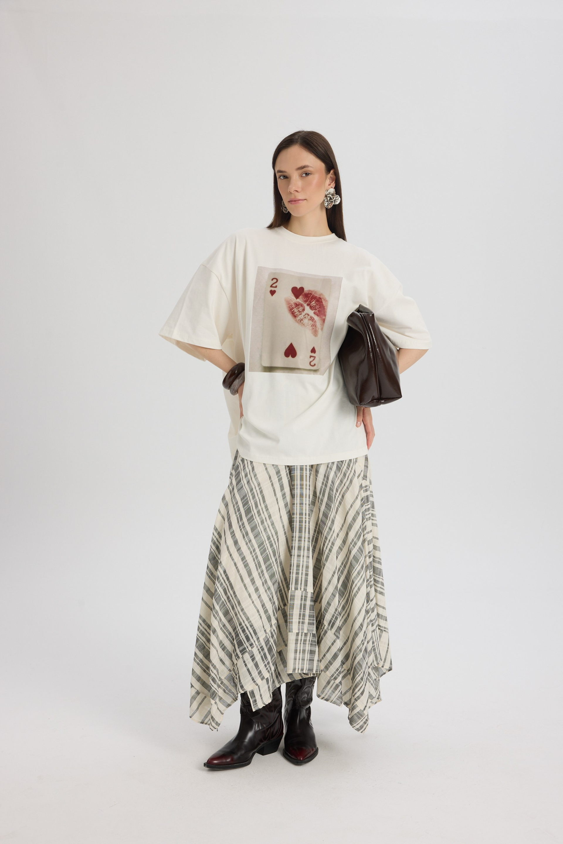 Two Of Hearts Oversize Beyaz T-Shirt