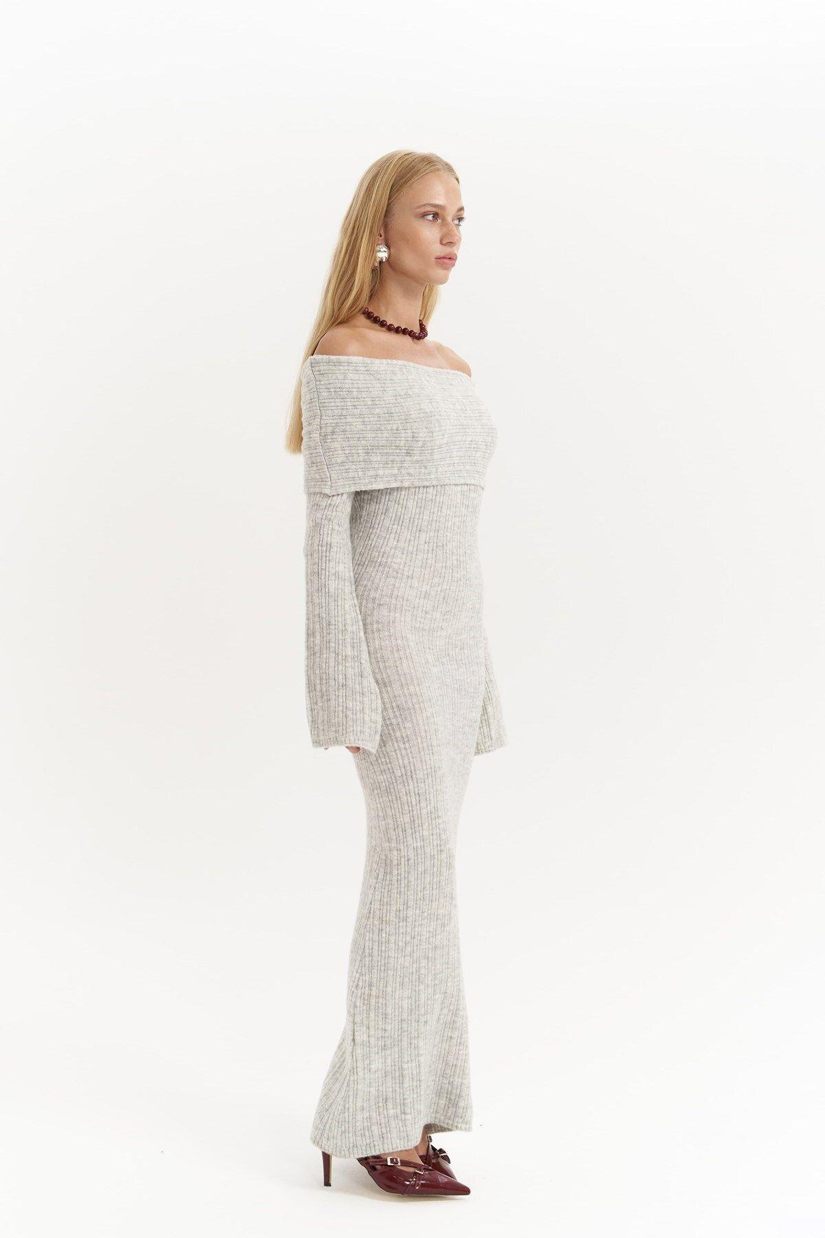 Valencia Gray Long Knit Dress