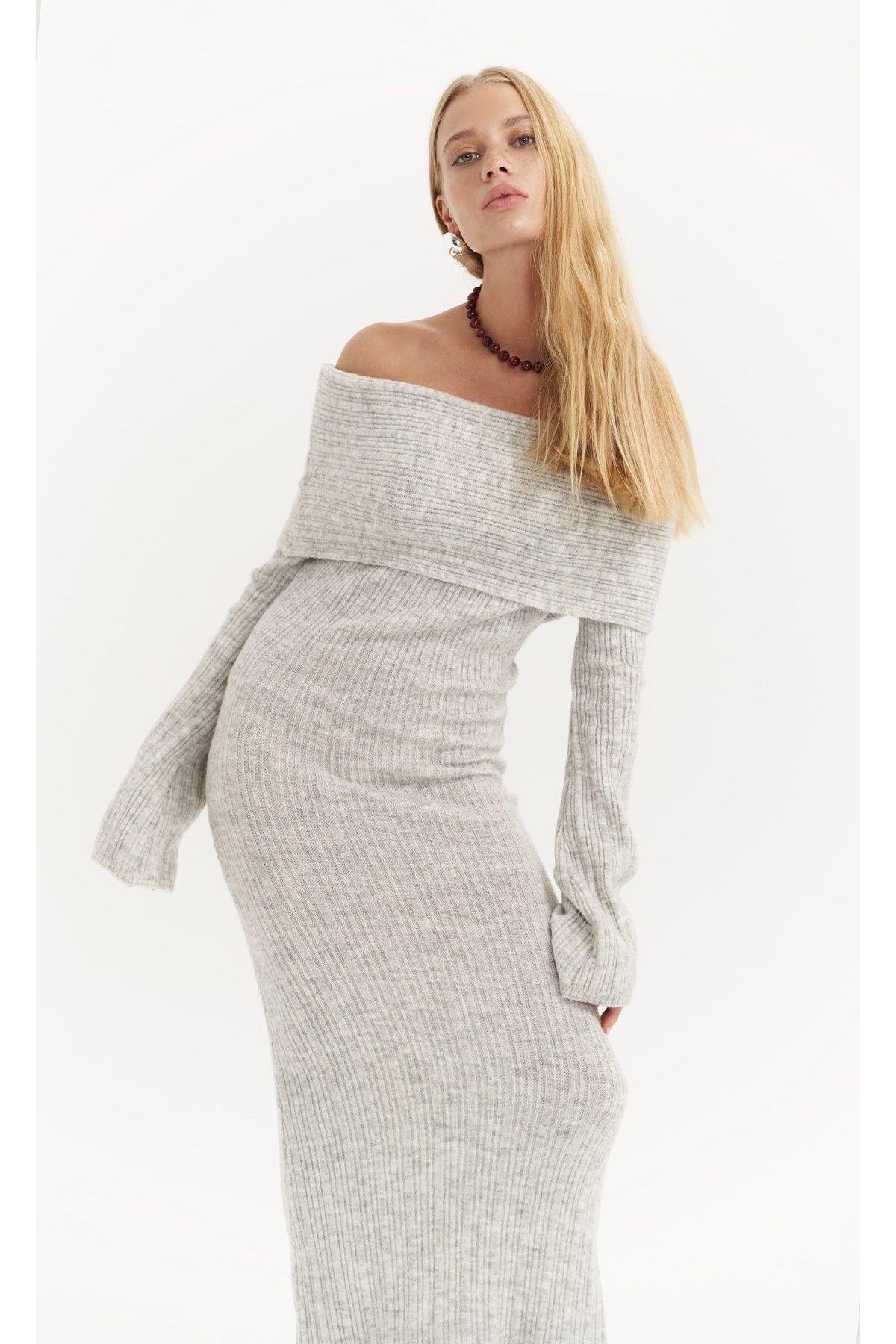 Valencia Gray Long Knit Dress