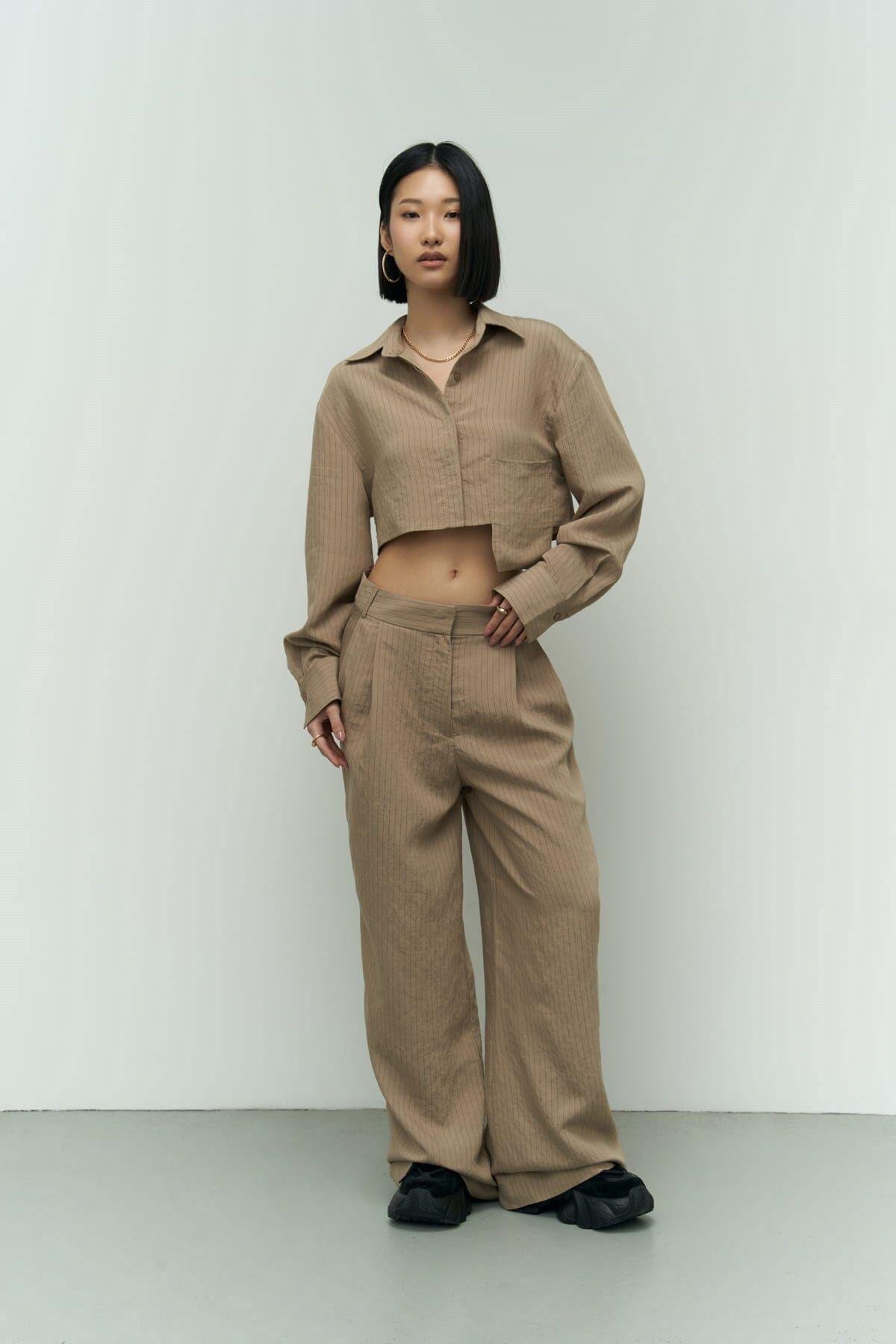 Valente Vizon Crop Gömlek Pantolon Takım