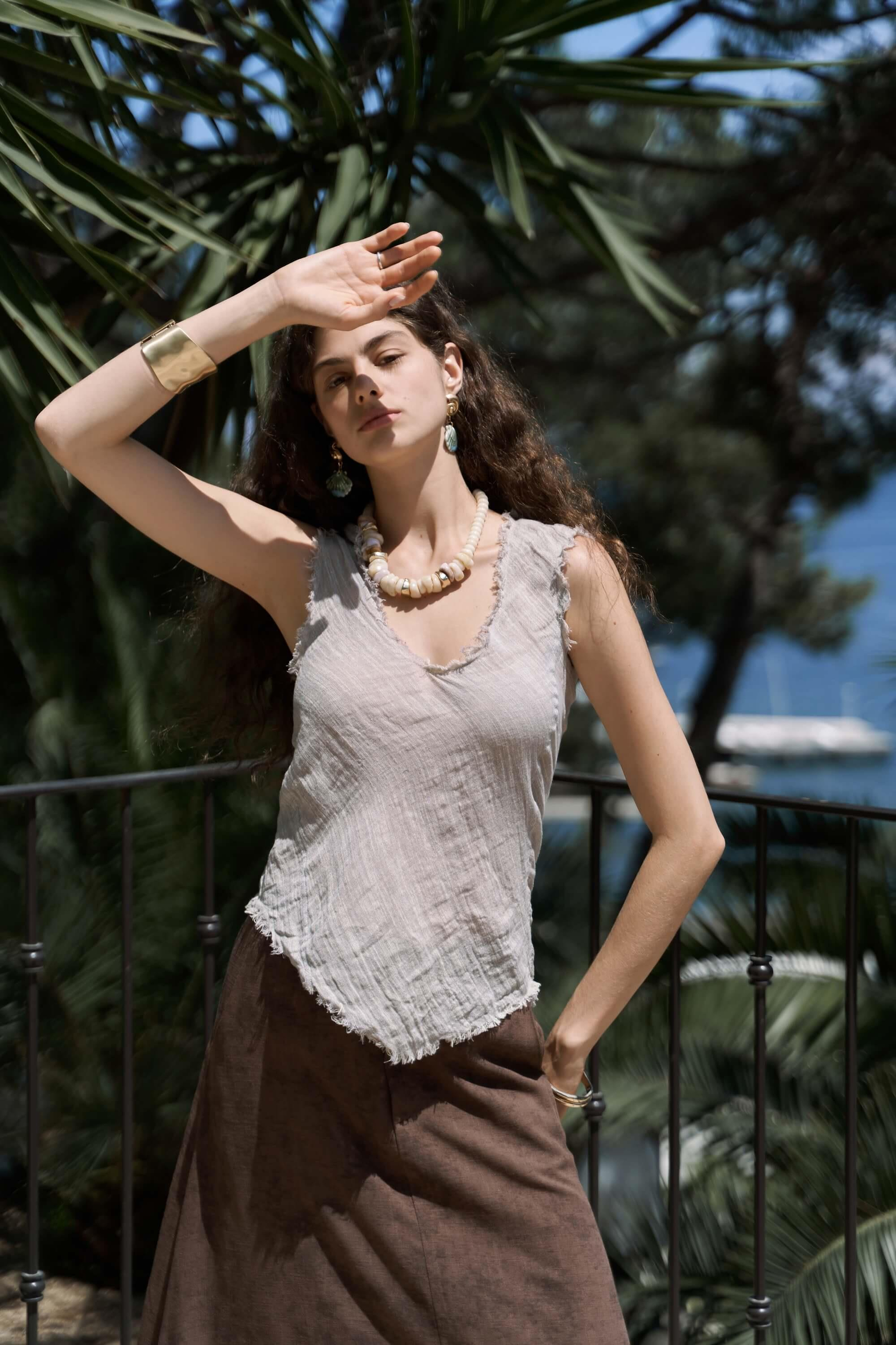 Veilinas Asimetrik Vizon Keten Crop