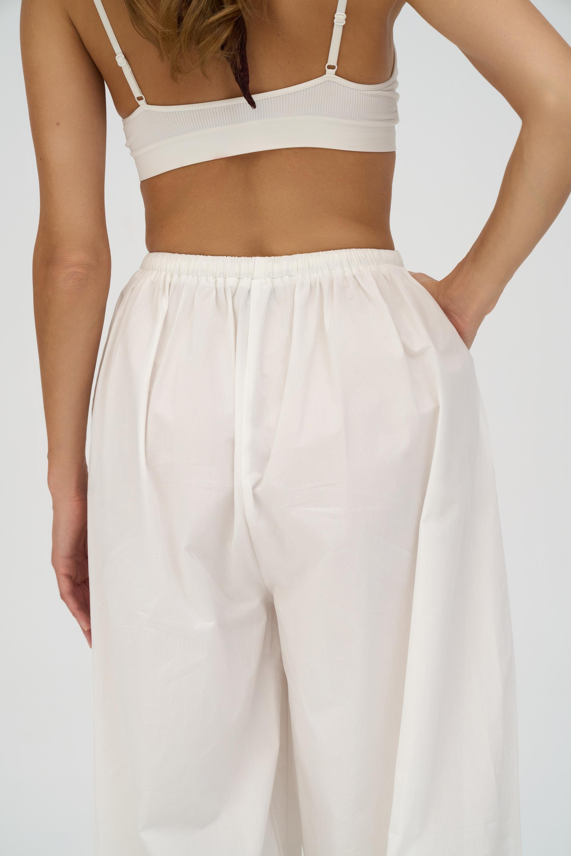 Velora Ekru Poplin Şalvar Pantolon