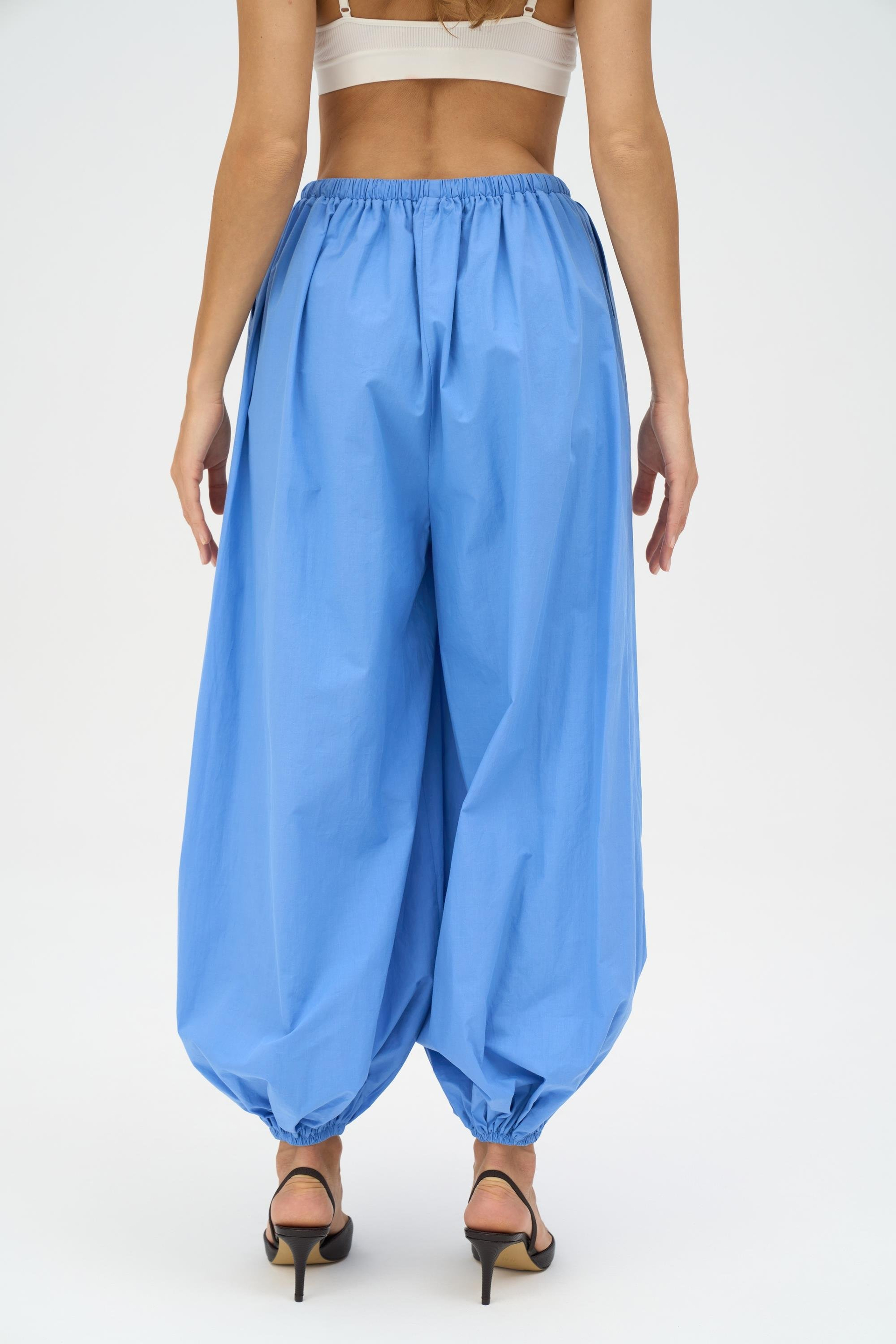 Velora Mavi Poplin Şalvar Pantolon