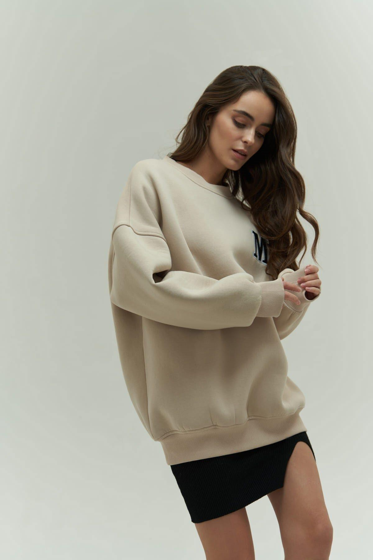 Mai Collection Venera Beige Oversize Sweatshirt