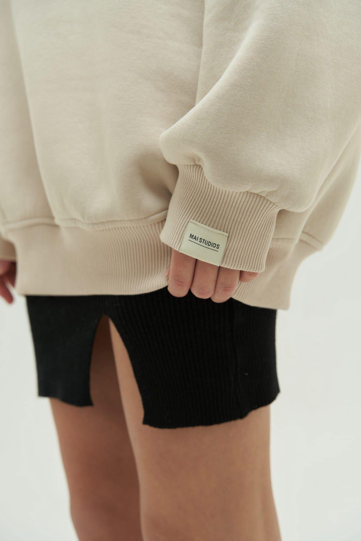 Mai Collection Venera Beige Oversize Sweatshirt