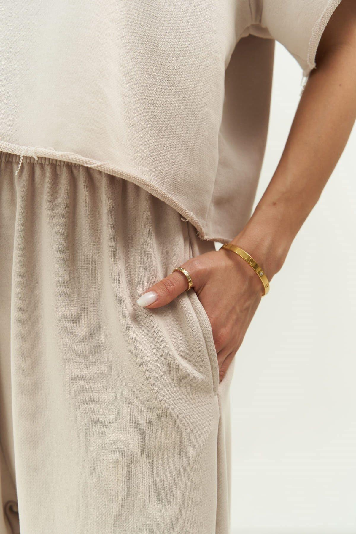 Vero Beige Cropped Tracksuit