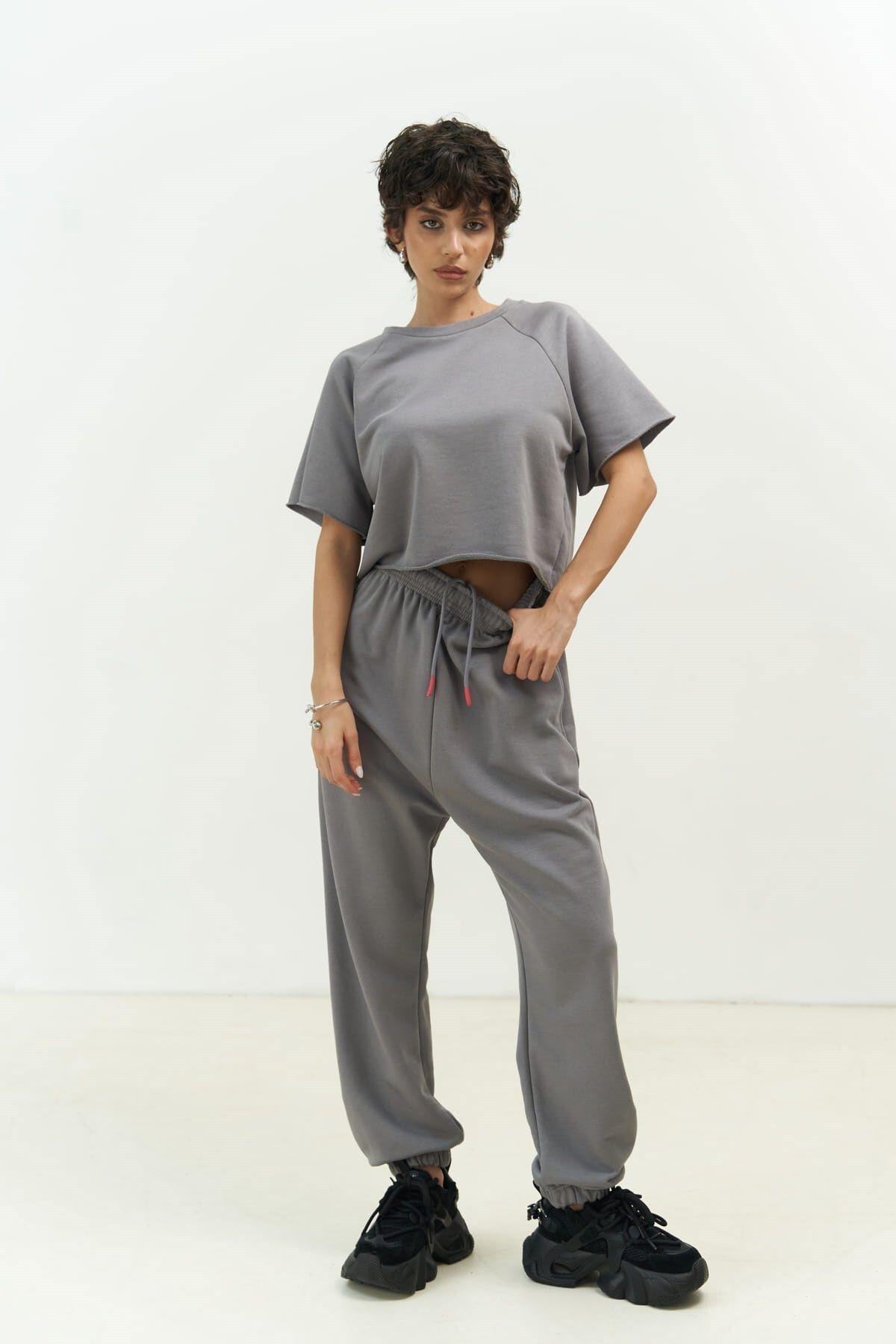 Vero Gray Cropped Tracksuit