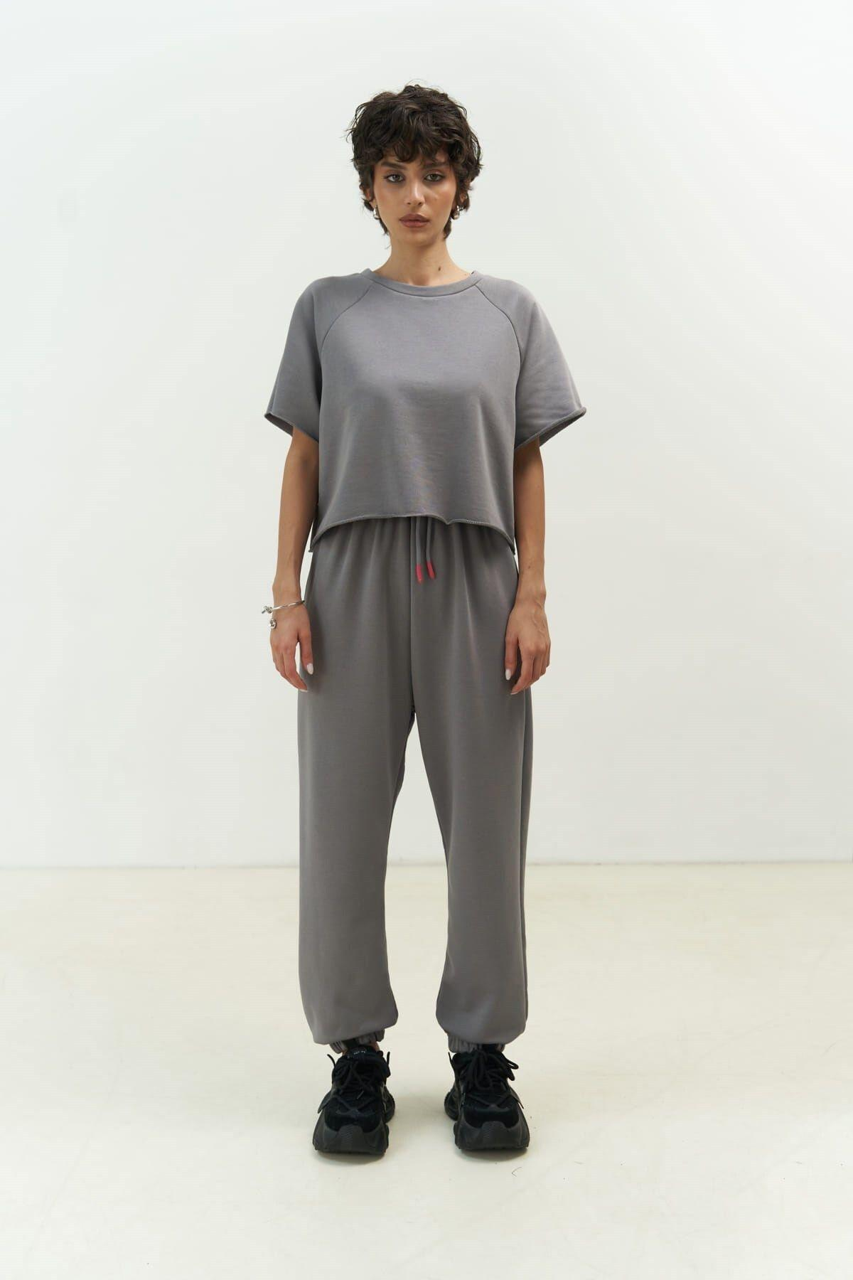 Vero Gray Cropped Tracksuit
