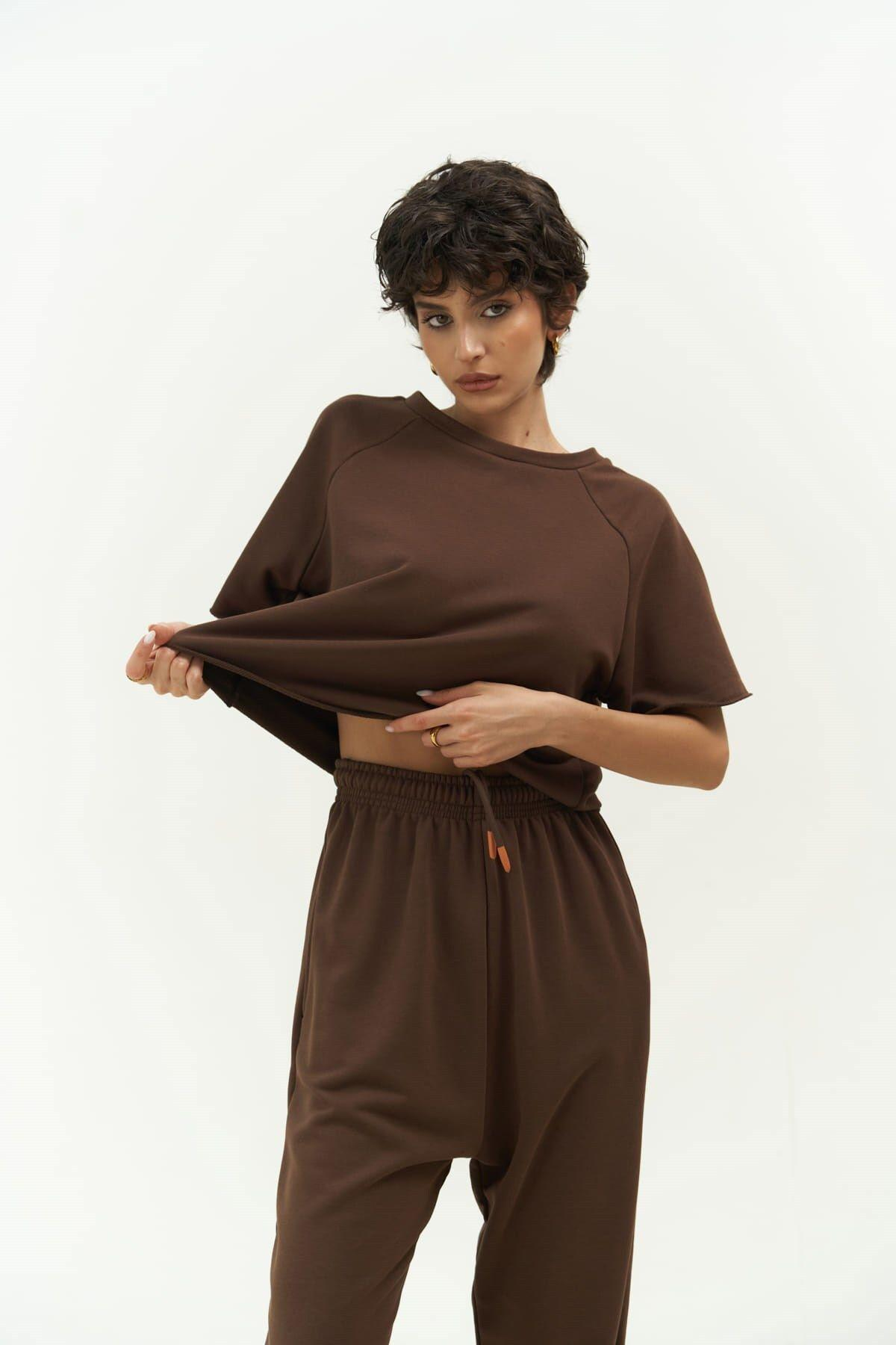 Vero Brown Cropped Tracksuit