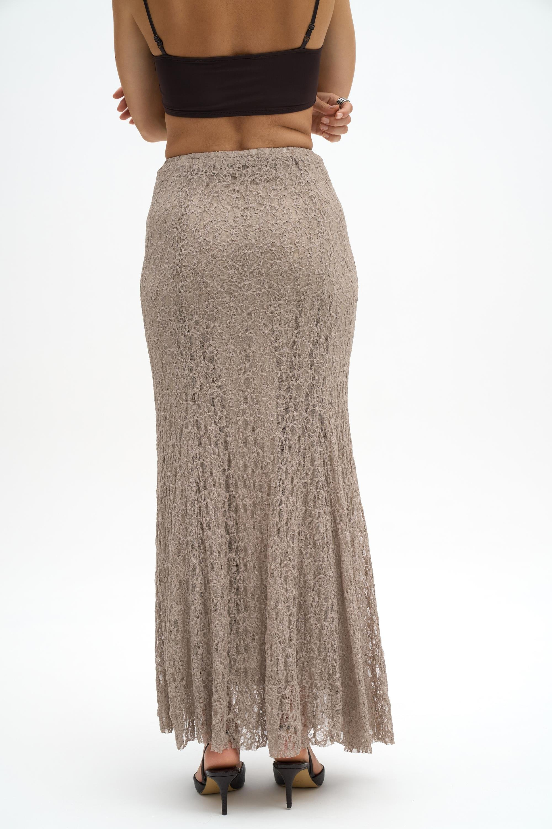 Veylia Uzun Vizon Dantel Etek