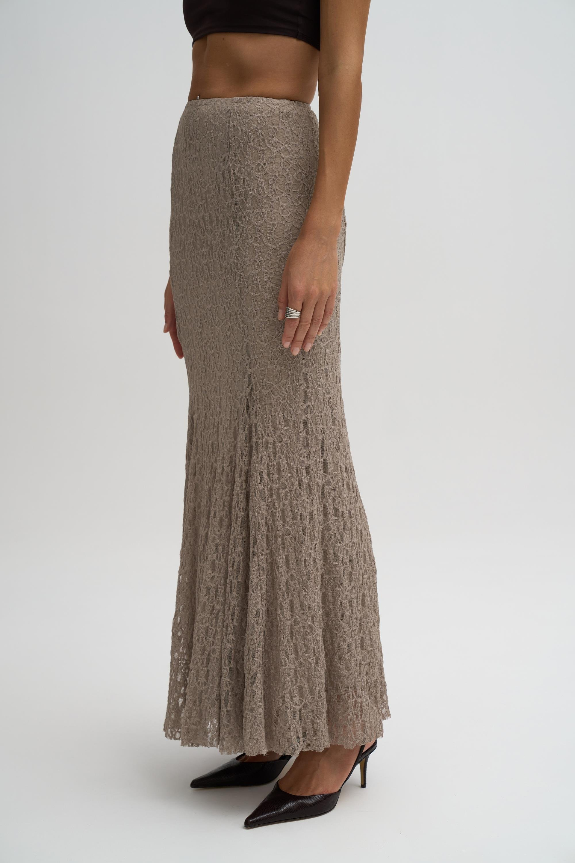 Veylia Uzun Vizon Dantel Etek