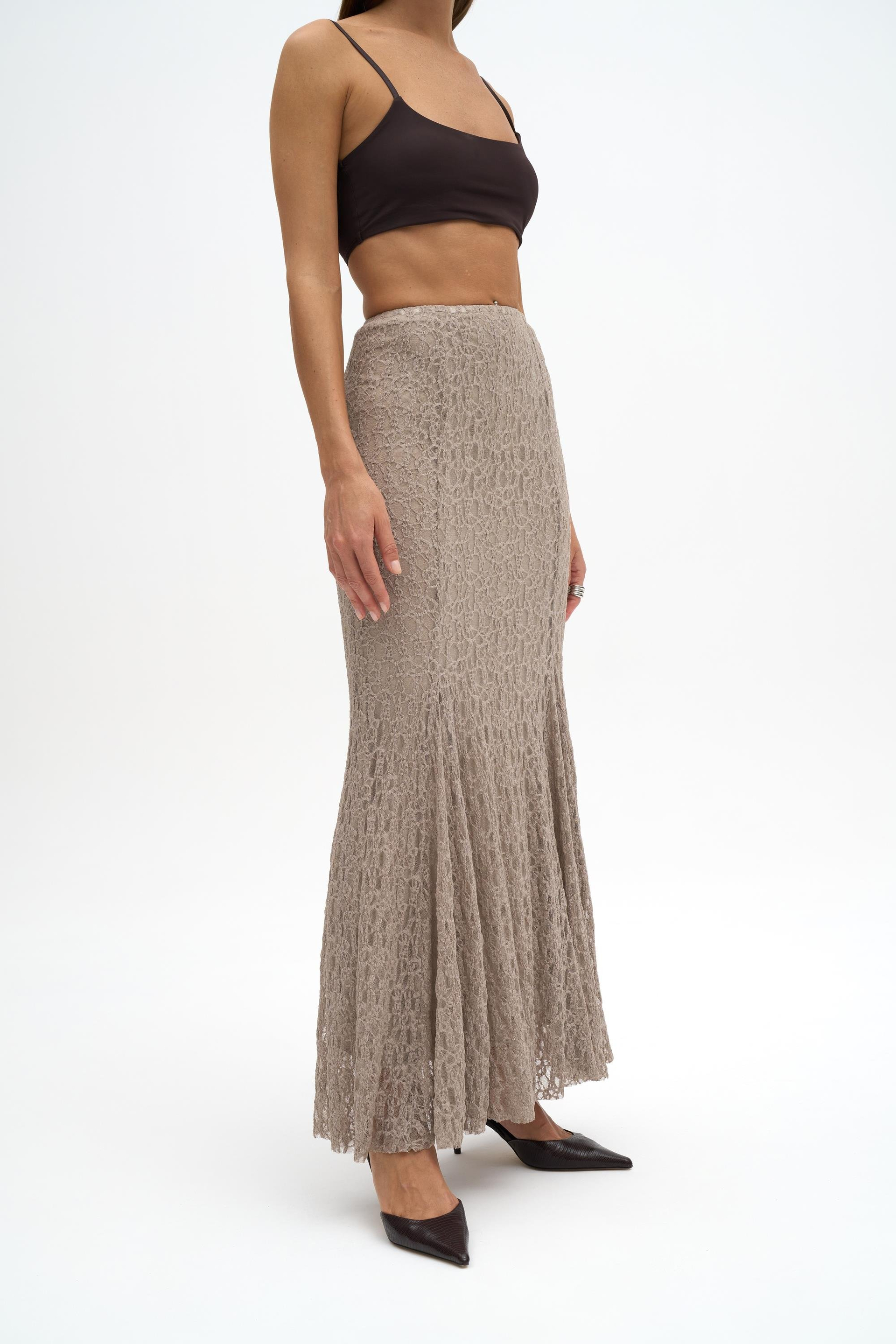 Veylia Uzun Vizon Dantel Etek