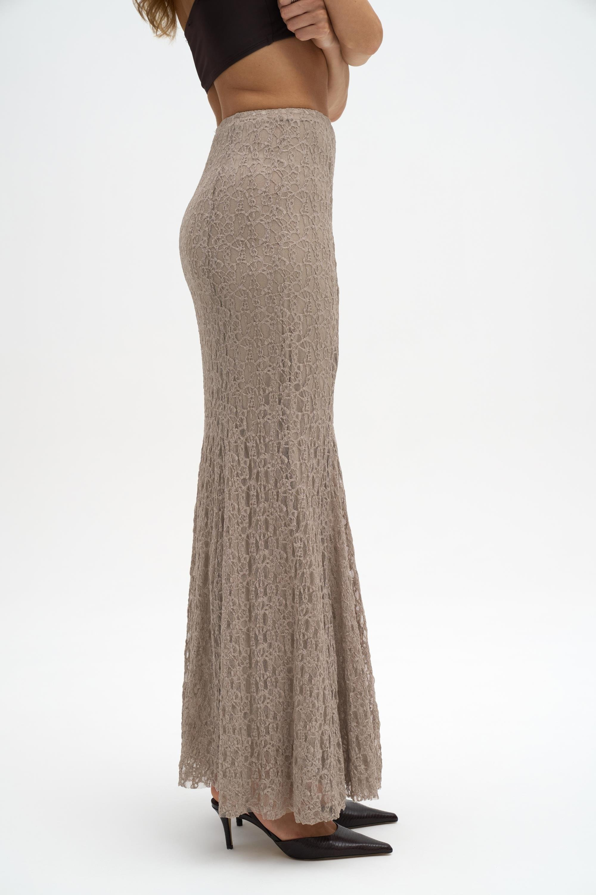 Veylia Uzun Vizon Dantel Etek