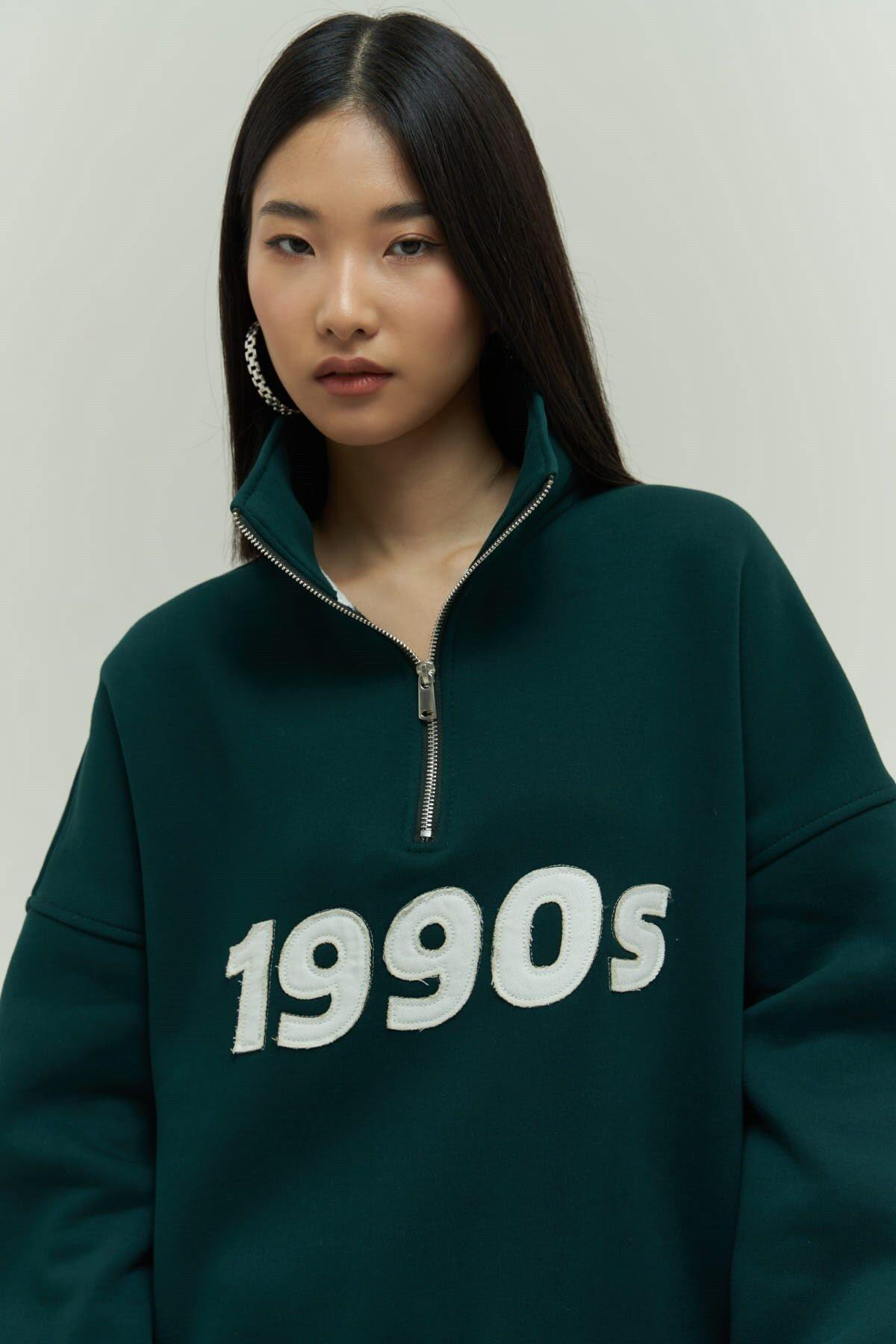 Mai Collection Vintage 1990 Dark Green Oversize Sweatshirt