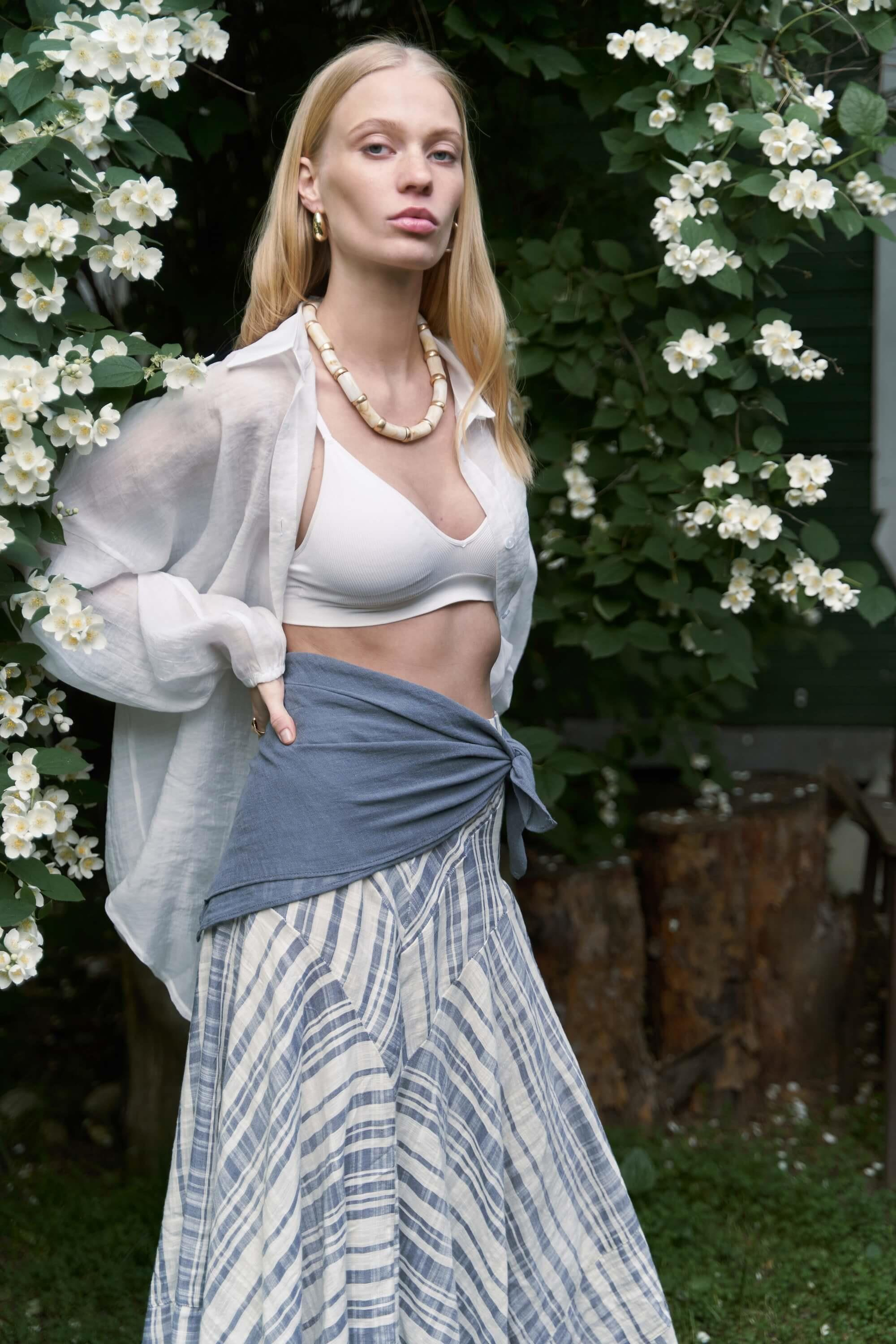 Violet Füme Keten Fular