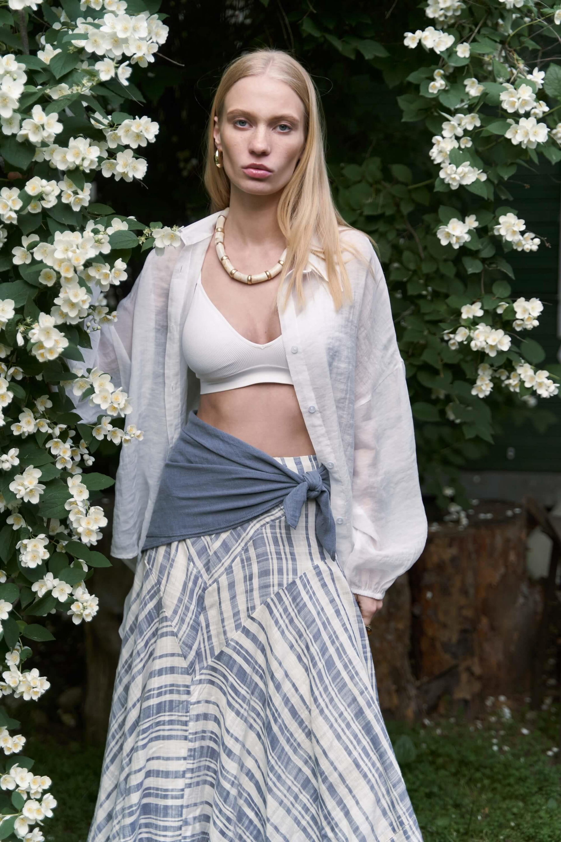 Violet Füme Keten Fular