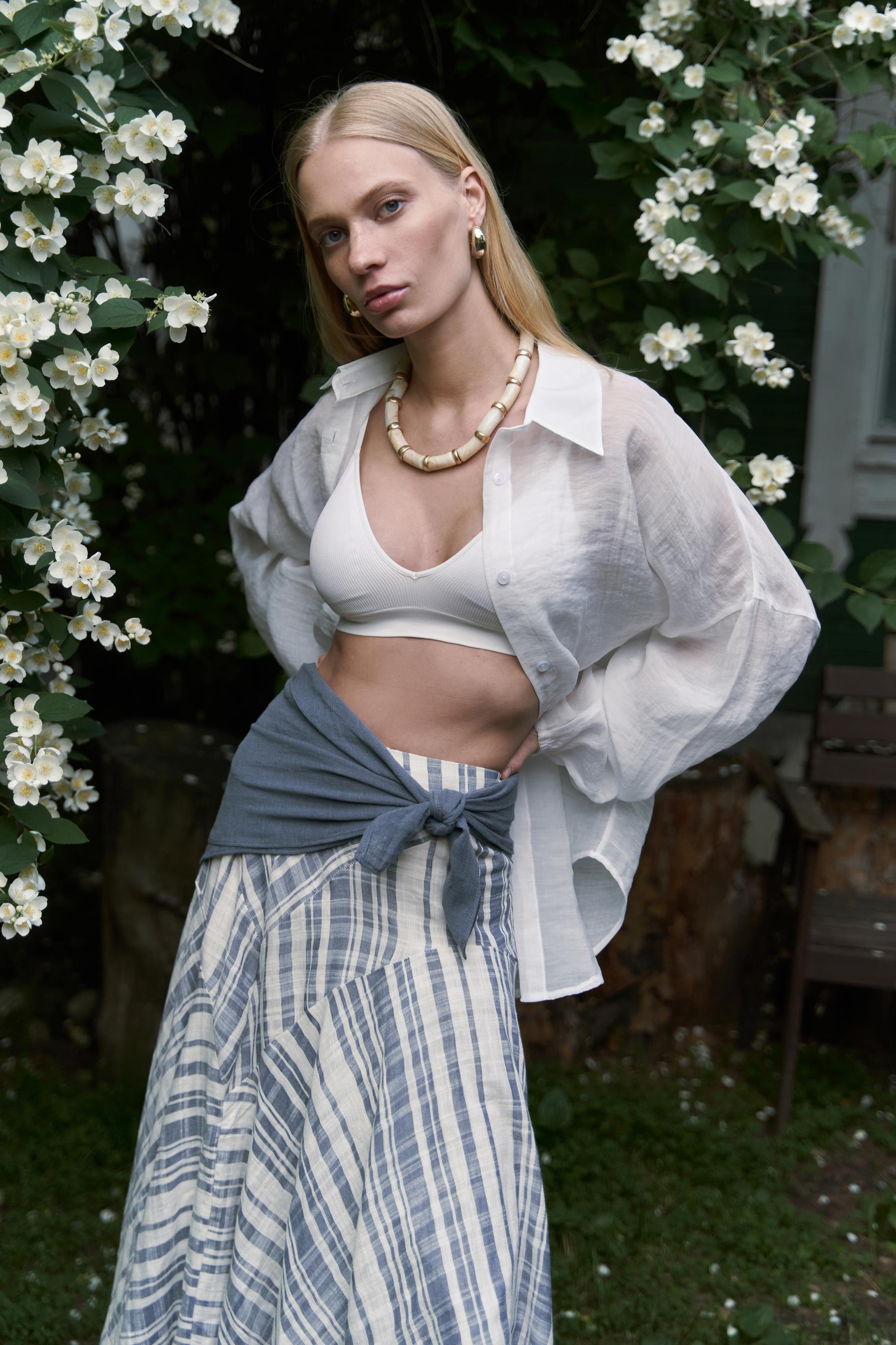 Violet Füme Keten Fular