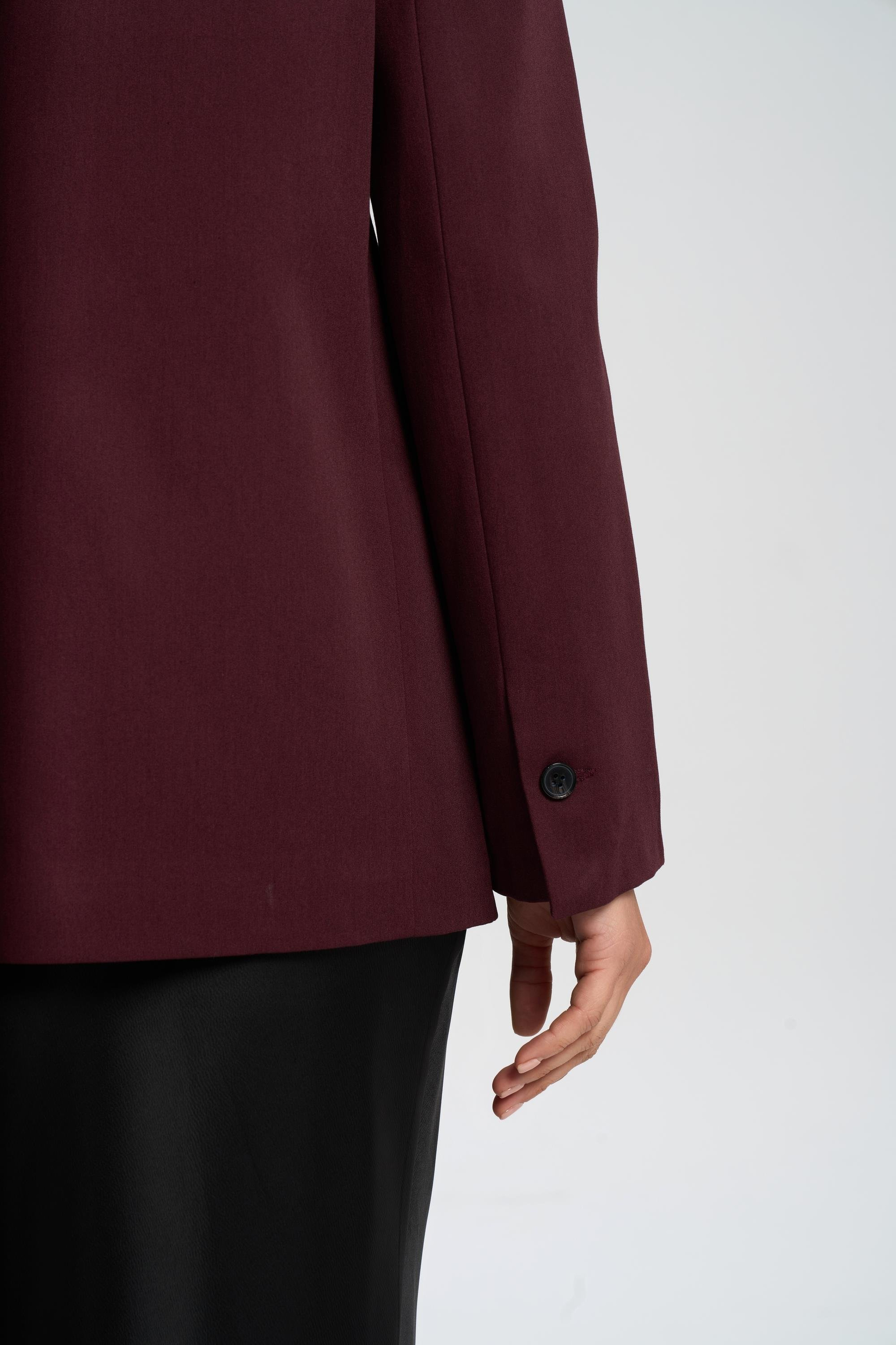 Volda Collar Detailed Burgundy Blazer