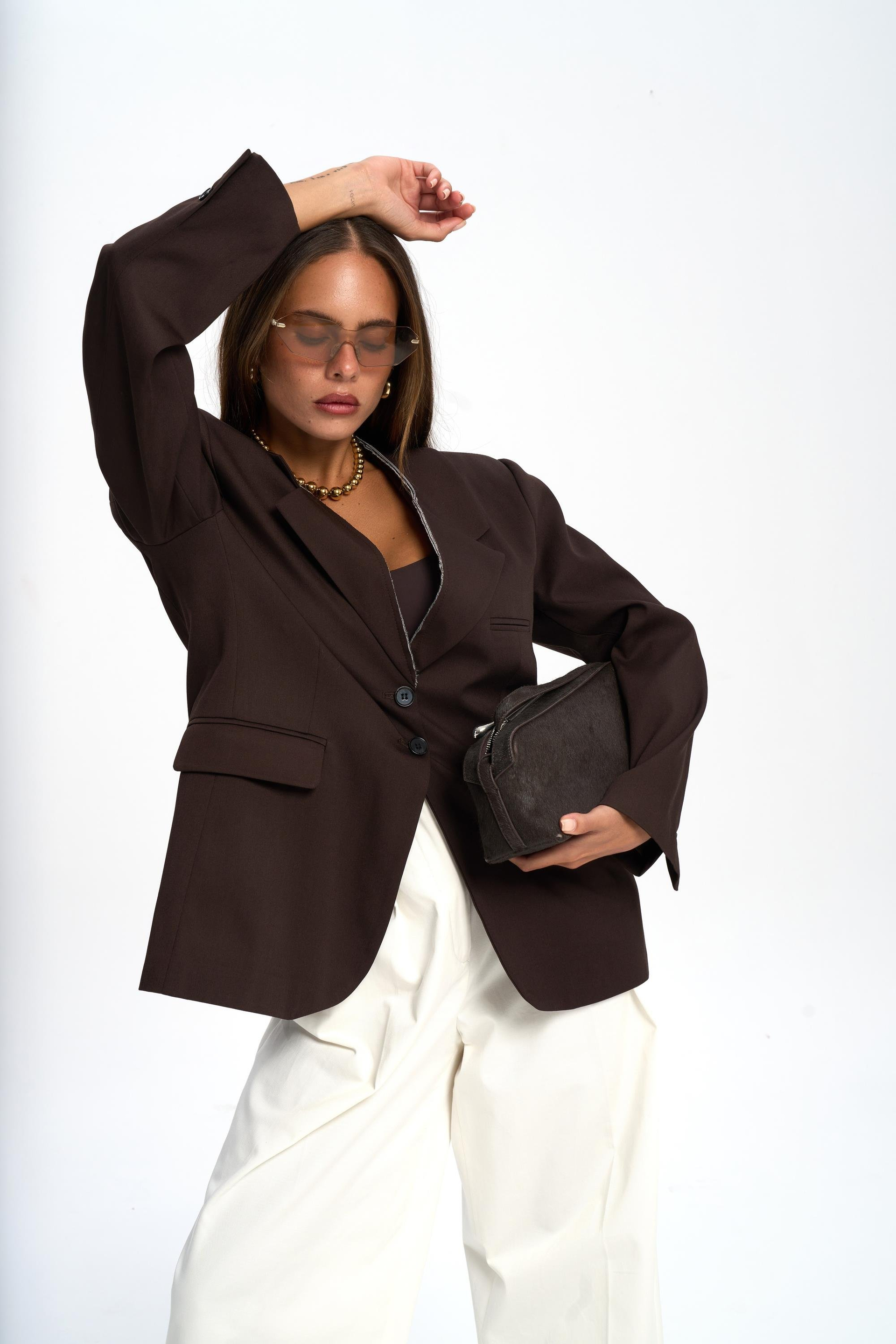 Volda Collar Detailed Brown Blazer