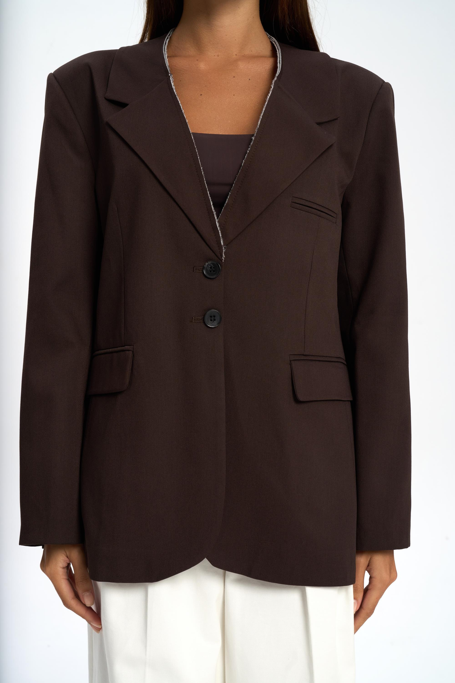 Volda Collar Detailed Brown Blazer