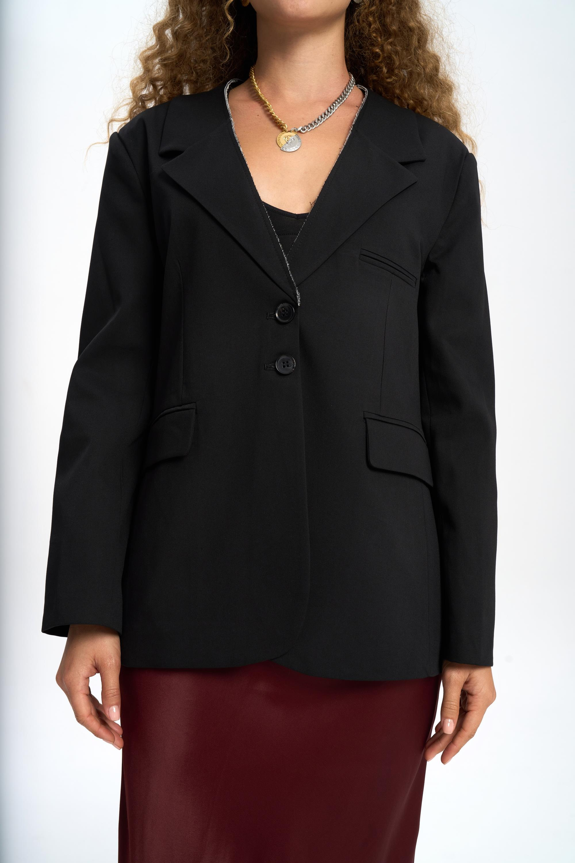 Volda Collar Detailed Black Blazer
